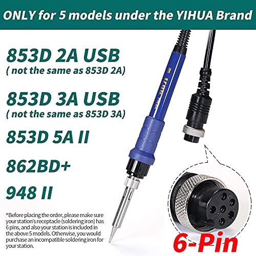 907I Blue Grip Replacement Soldering Iron Handpiece/Handle for 862BD+, 853D