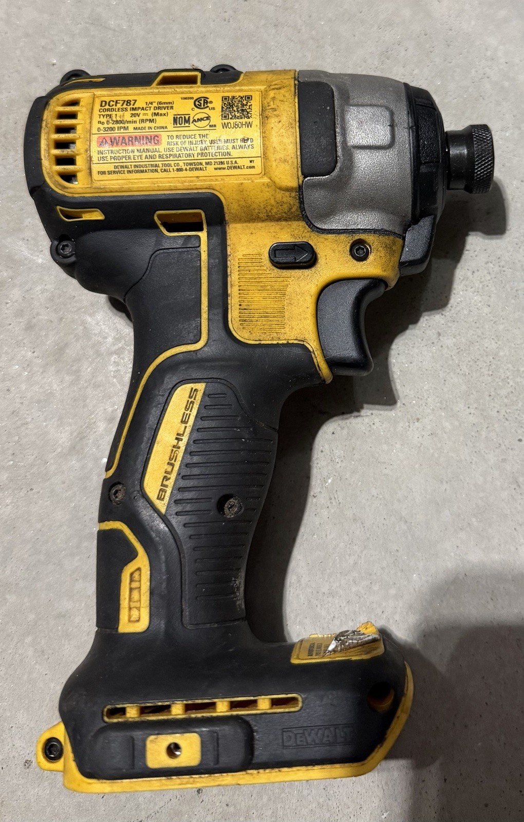 DEWALT DCF787 20V MAX Brushless 1/4 in Keyless Impact Driver, Tool Only