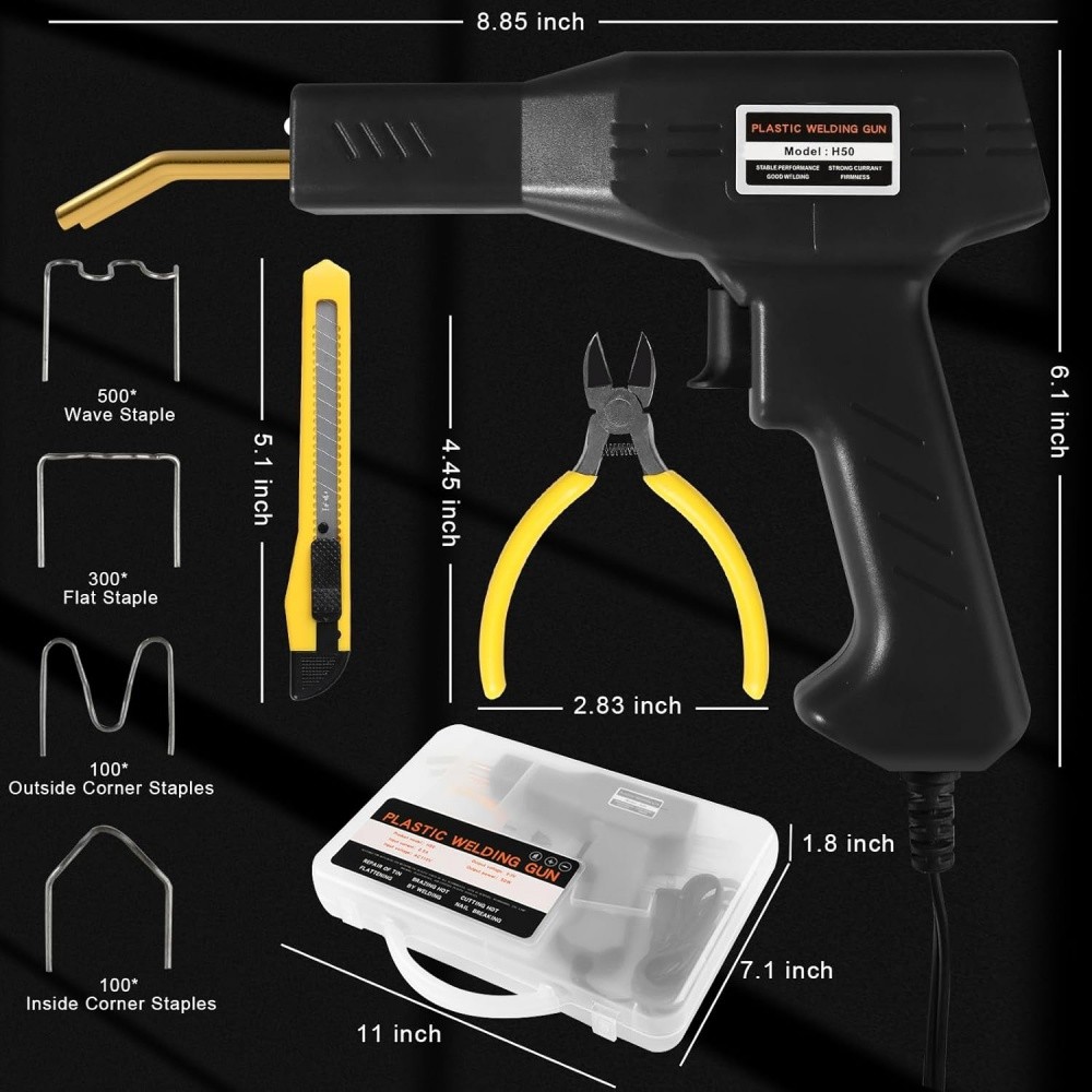 Plastic Welder Kit Soldering Hot Stapler Bumper Repair Welding Gun 1000 Staples