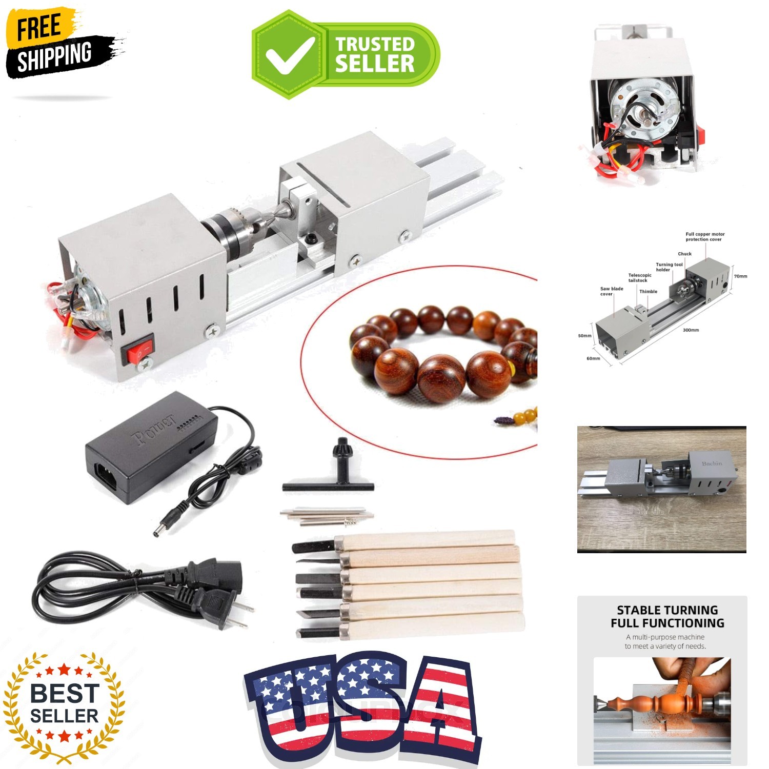 Mini Lathe Wood Lathe Machine Diy Machining for Table Woodworking Wood DIY To…