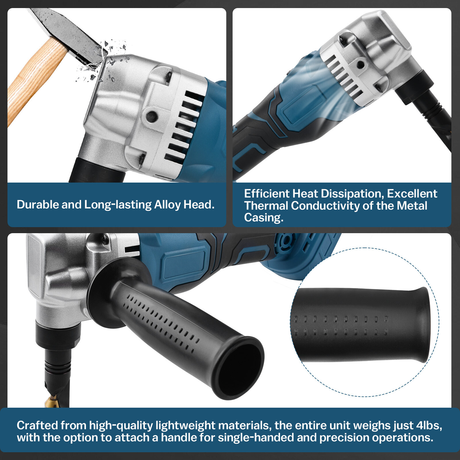 Cordless Metal Nibbler for 18 Gauge Sheet Metal Cutting 2200RPM with 2 Battery