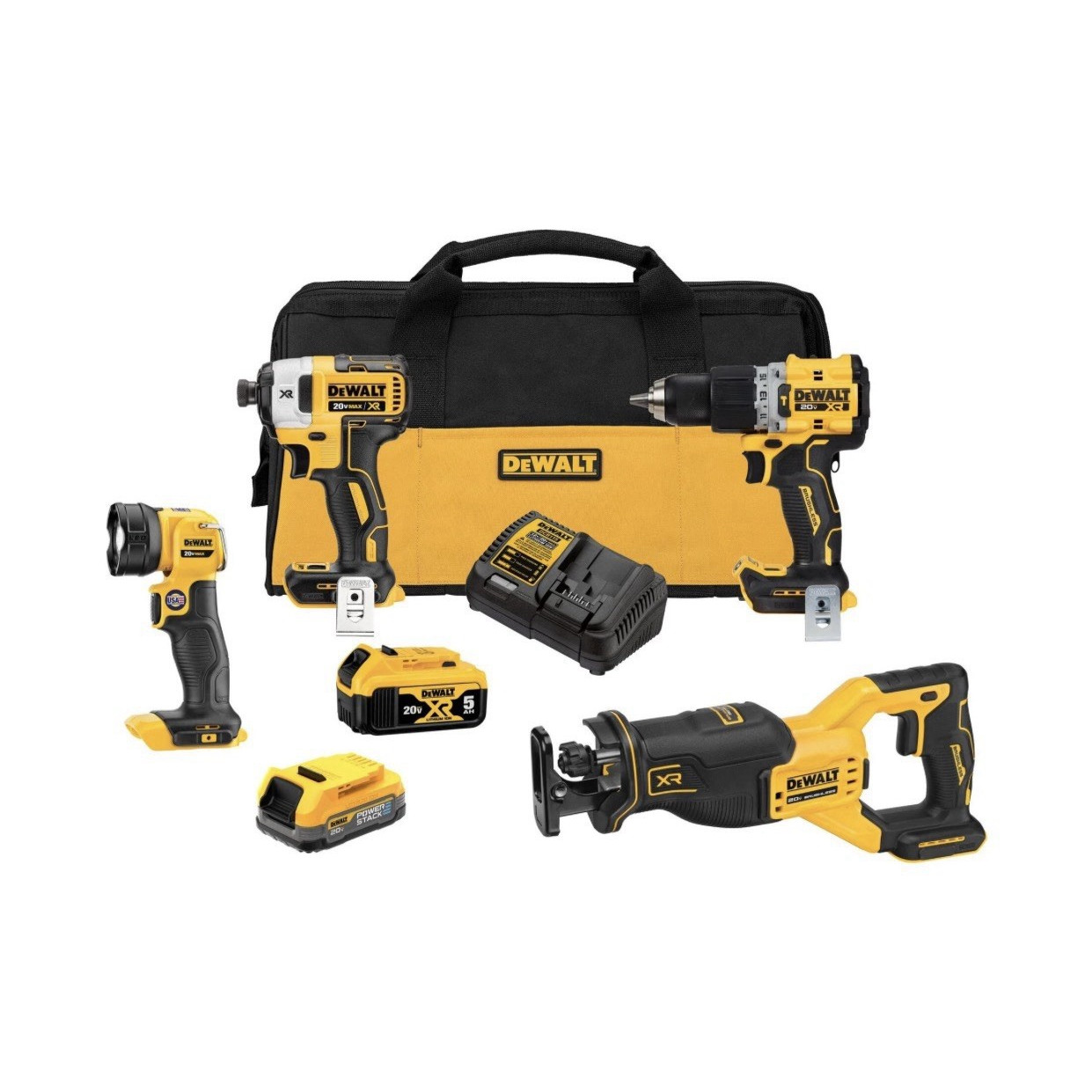 DEWALT DCK449E1P1 20V MAX XR Brushless 4-Tool Kit w/2 Li-Ion Batteries