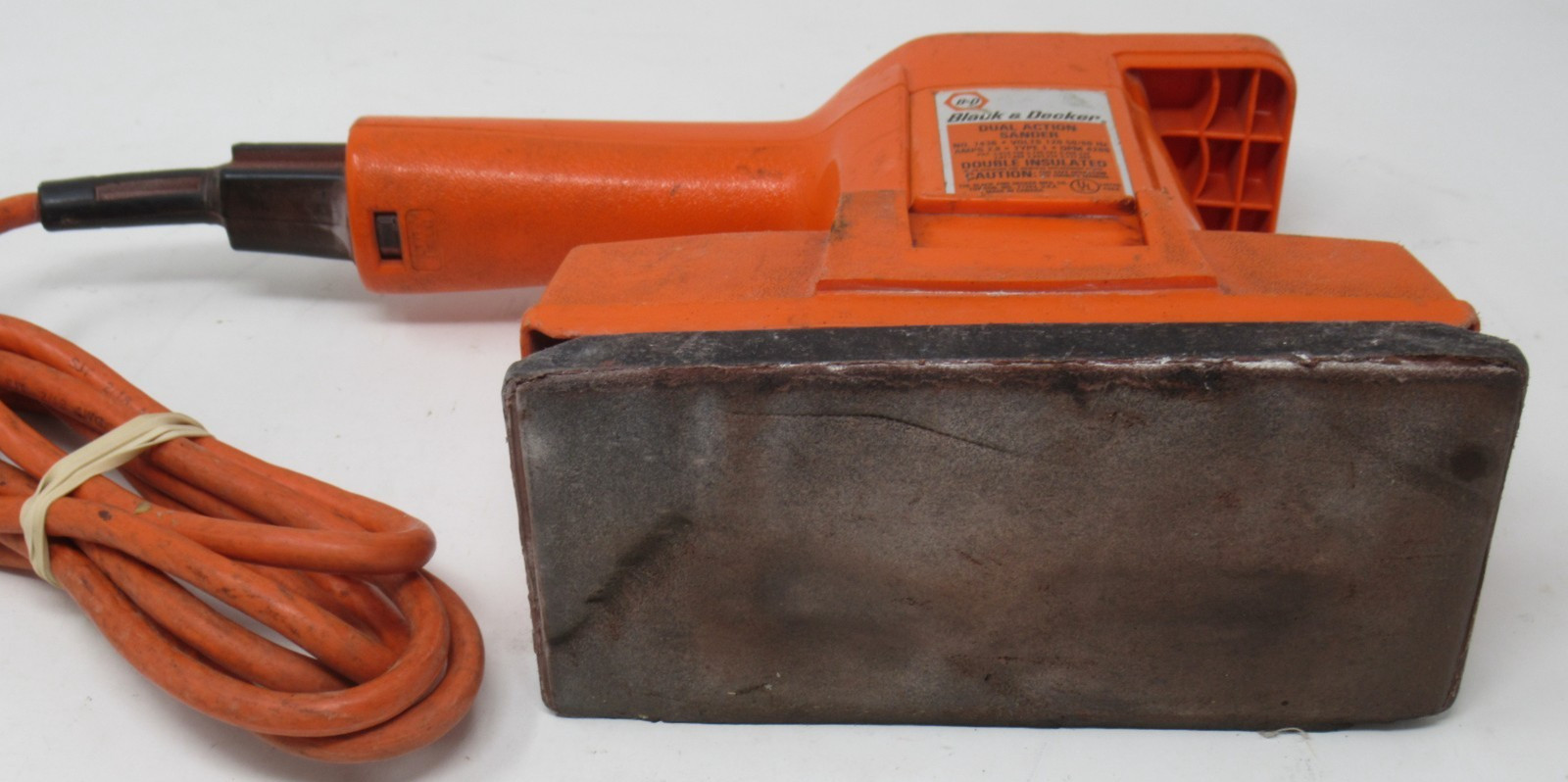 BLACK & DECKER DUAL ACTION SANDER #7436, CORDED FINISHING SANDER 120V 2.8A, VTG