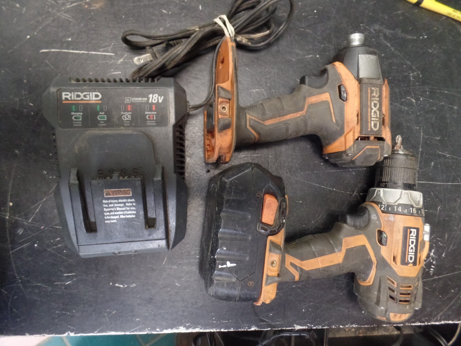 RIDGID Impact Driver & Drill Set R86035 & R86008 w/Charger Battery R86092
