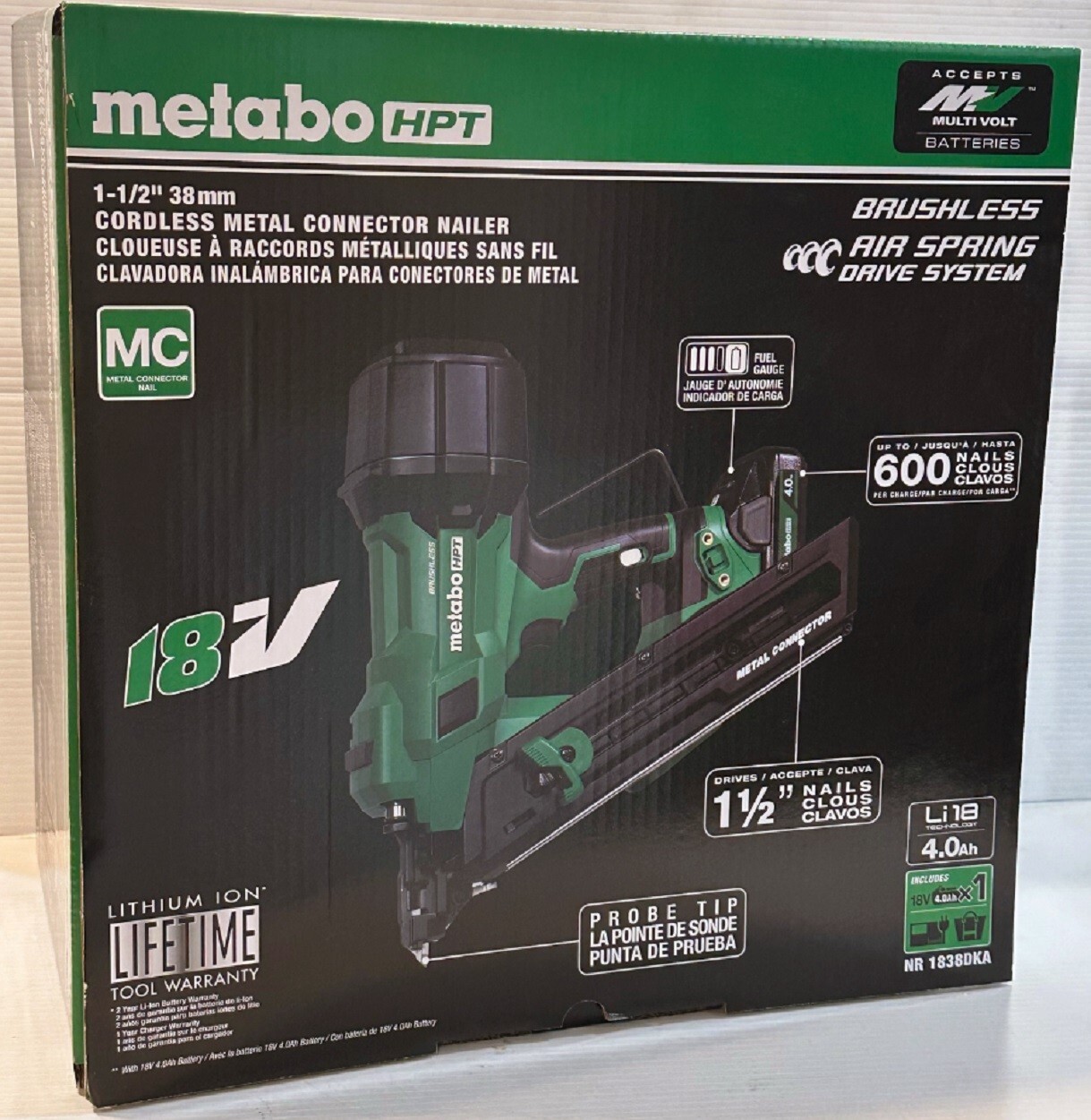 Metabo HPT Cordless Metal Connector Nail Gun Kit NR1838DKA Brand New.