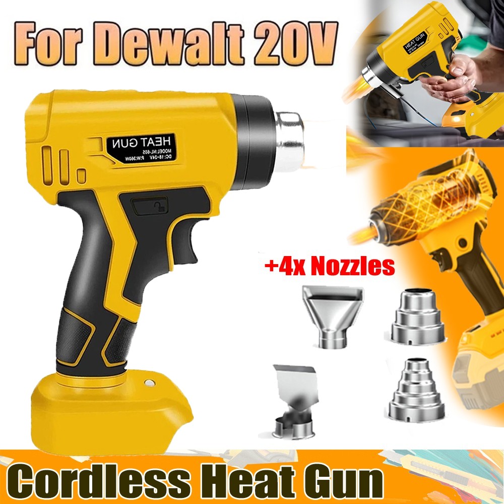 360W Cordless Heat Gun for Dewalt 20V Battery 752°F Fast Heating with 4 Nozzles