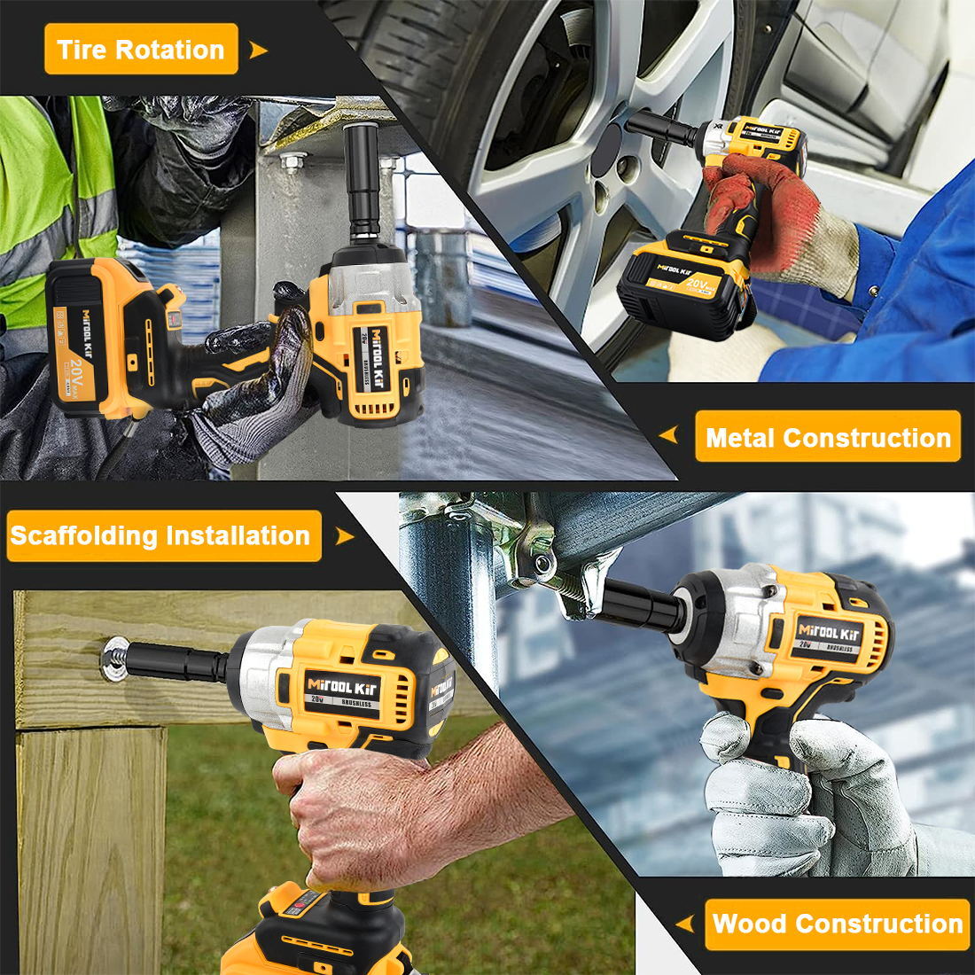 Electric Impact Wrench 600Nm High Torque Impact Gun 1/2&Prime; Cordless Impact Wrench