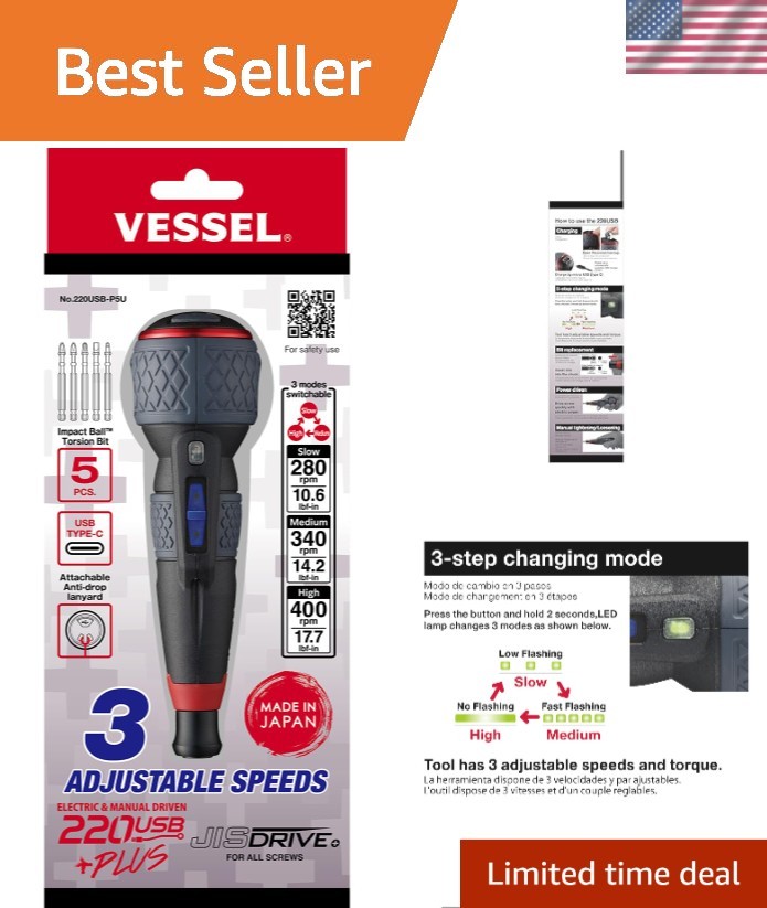 Ergonomic e-ASSIST Screwdriver with 3 Speeds & 5PC Bit Set – Innovative Tool