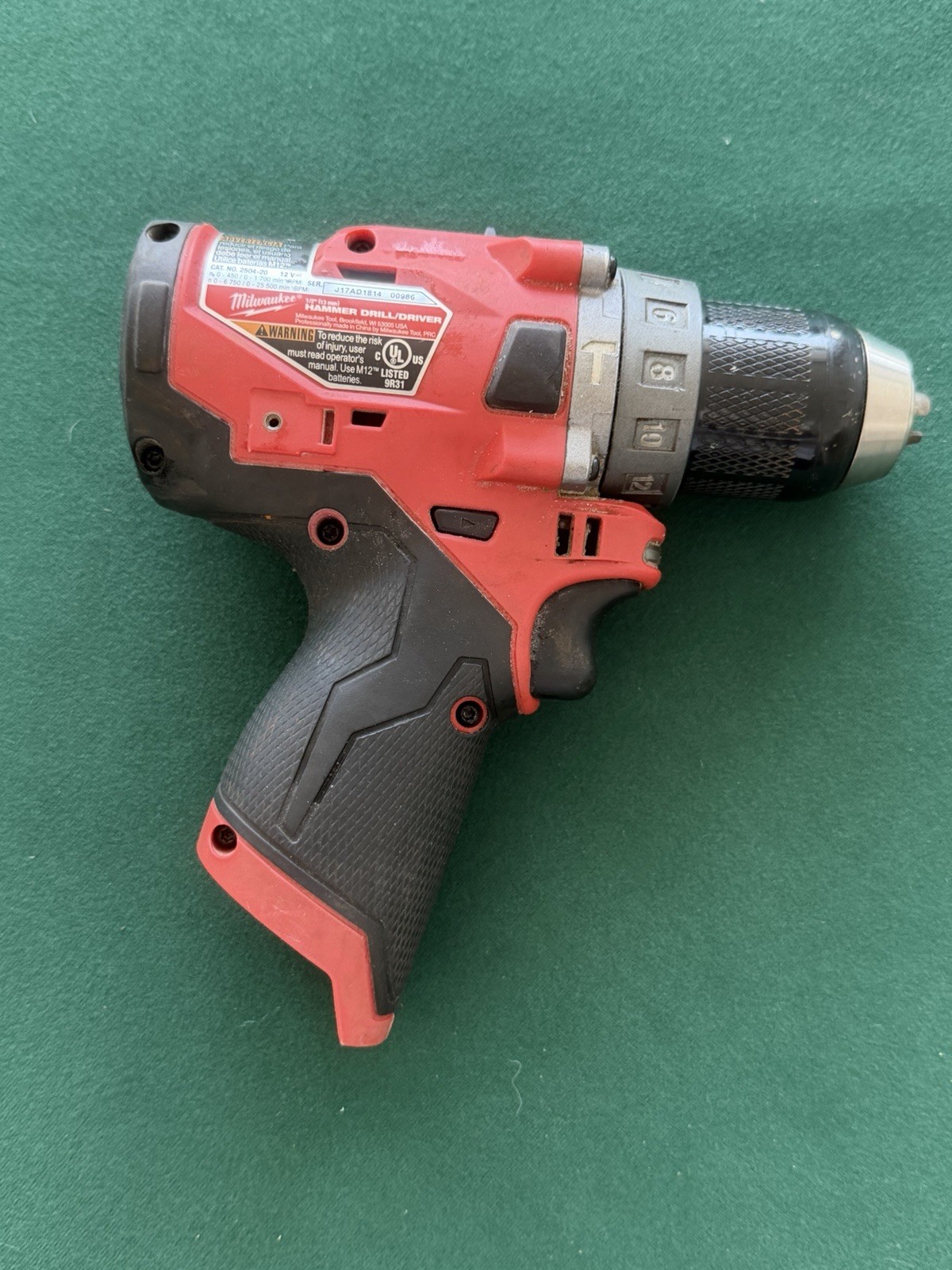 Milwaukee M12 Fuel Hammer Drill/Driver Brushless Cordless 12V Li-Ion w/ Charger