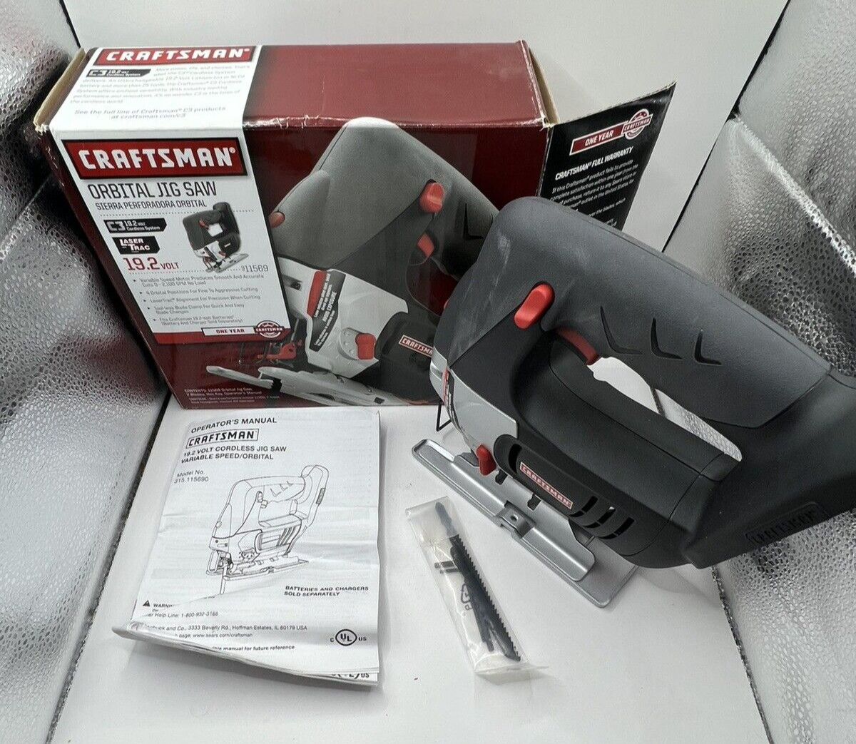 CRAFTSMAN 911569 C3 19.2v LED LASER TRAC ORBITAL JIG SAW ~ BARE TOOL ~