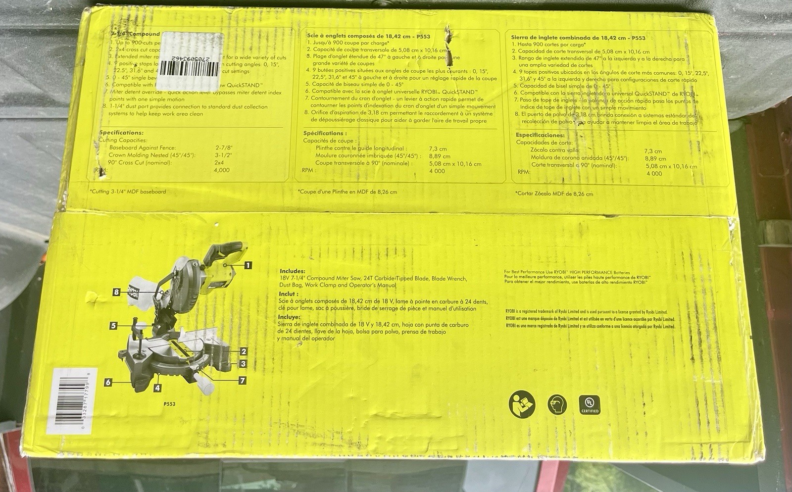 Brand New 18V Cordless 7-1/4 In. Sliding Compound Miter Saw, Tool Only P553