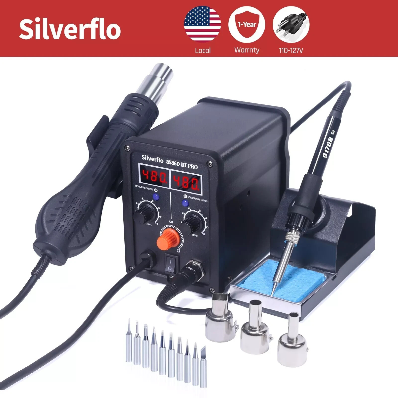780W 2 in 1 Soldering Station Hot Air Gun & Soldering Iron Welding Tool Kit