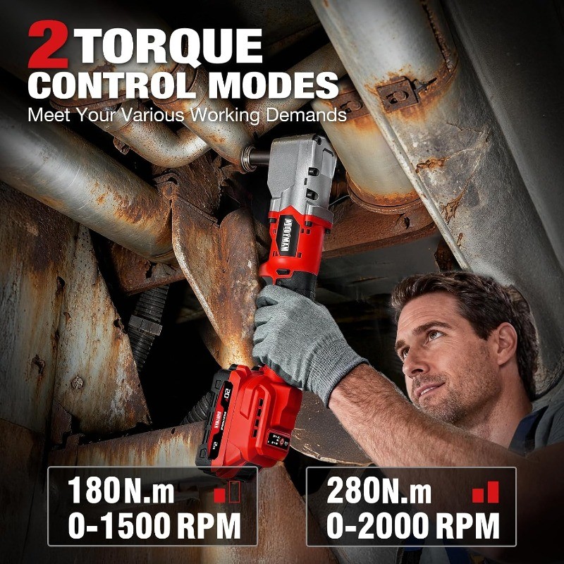 20V Brushless Right Angle Impact Wrench, 1/2&Prime;, 207 FT-LBS(280.NM) | Slim 90°head