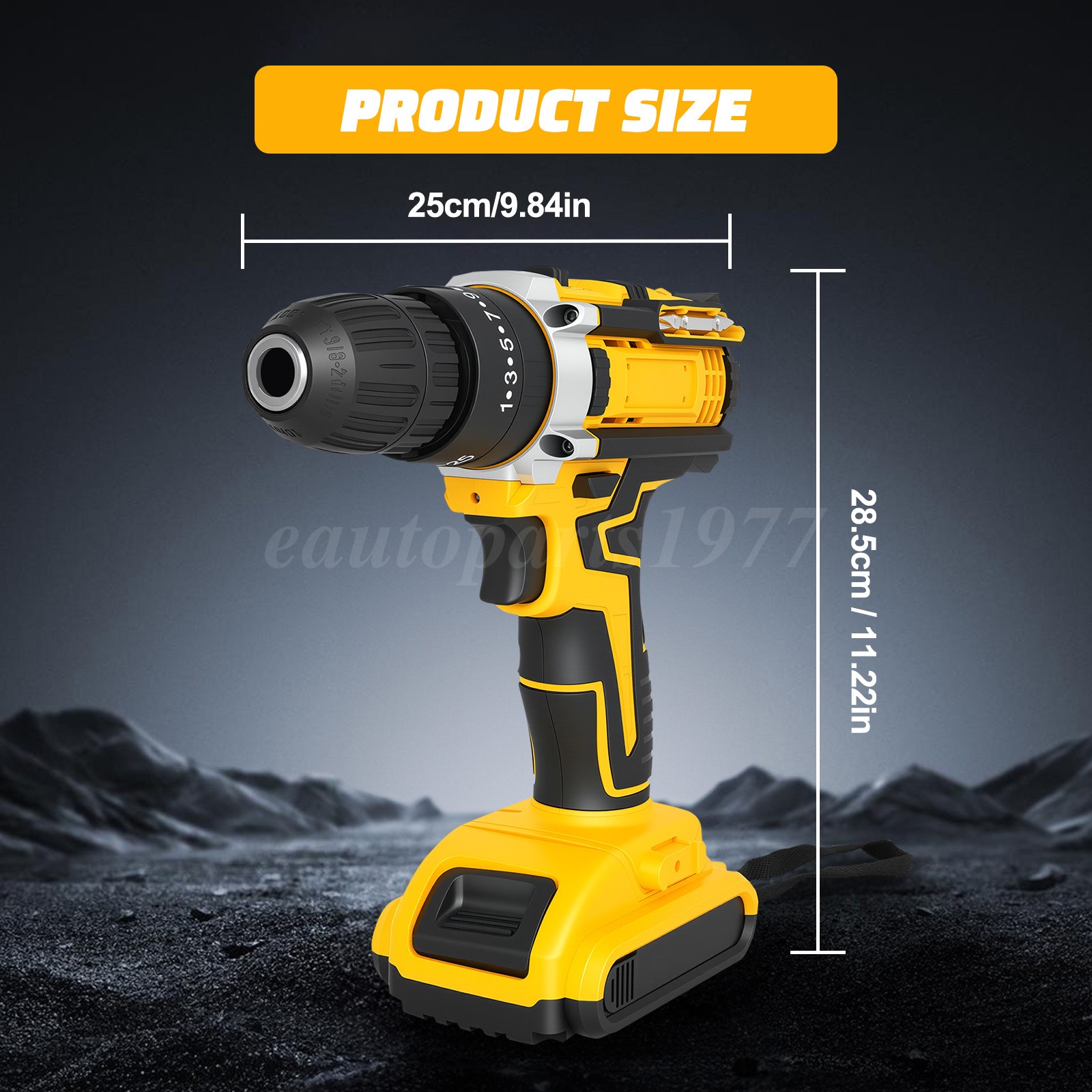 Cordless Impact Drill Brushless Hammer Driver Combo Kit with 2 Battery & Charger