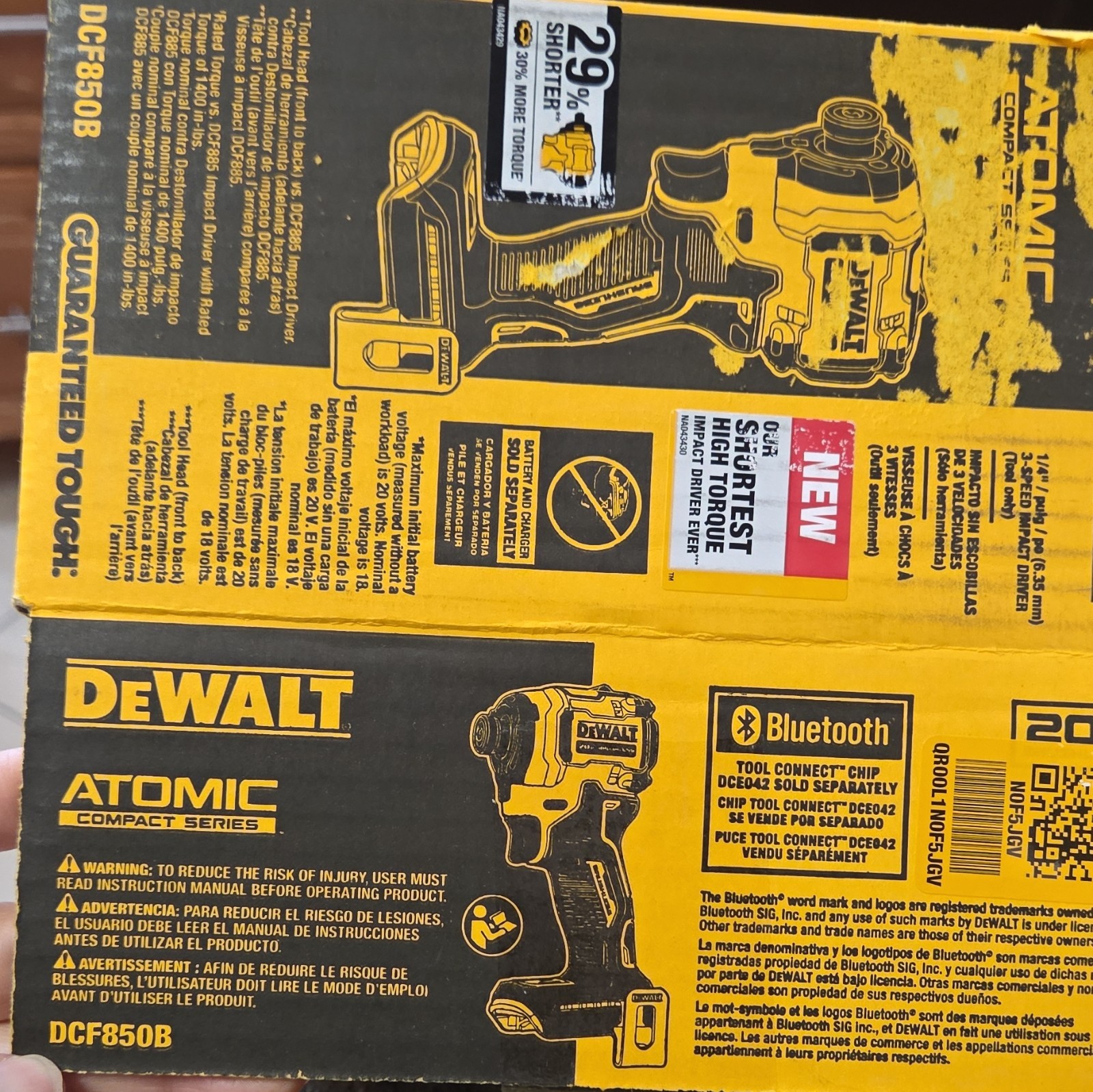 DEWALT ATOMIC 20V Brushless Compact 1/4&Prime; Impact Driver Tool Only DCF850B