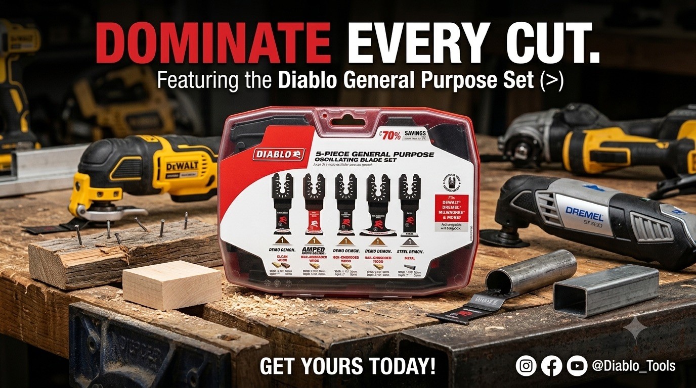 DIABLO Universal Wood & Metal Bi-Metal & Carbide Oscillating Blade Set (5-Piece)