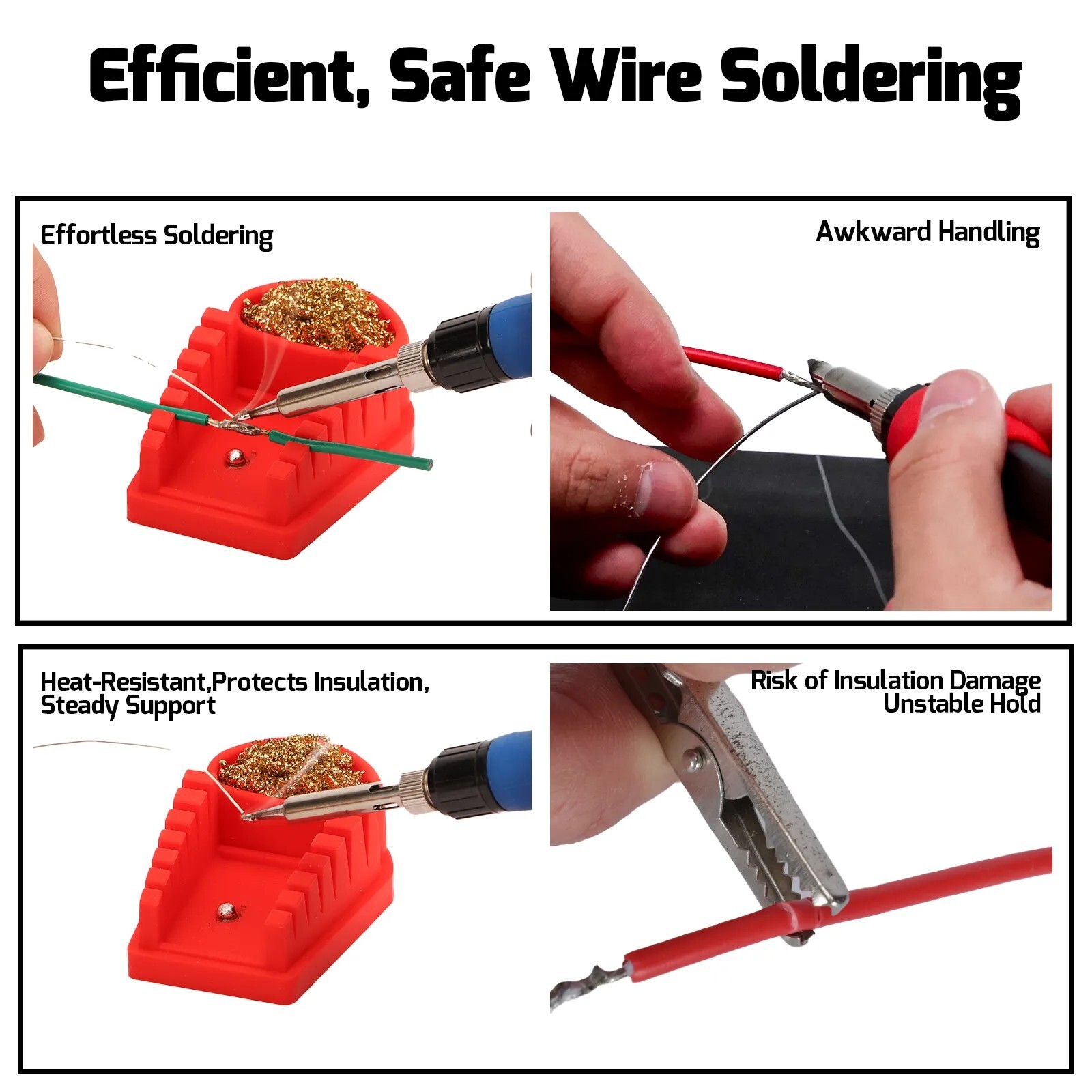 Silicone Wire Holder with Brass Wool Tip Cleaner Clip Safe And Stable Placement