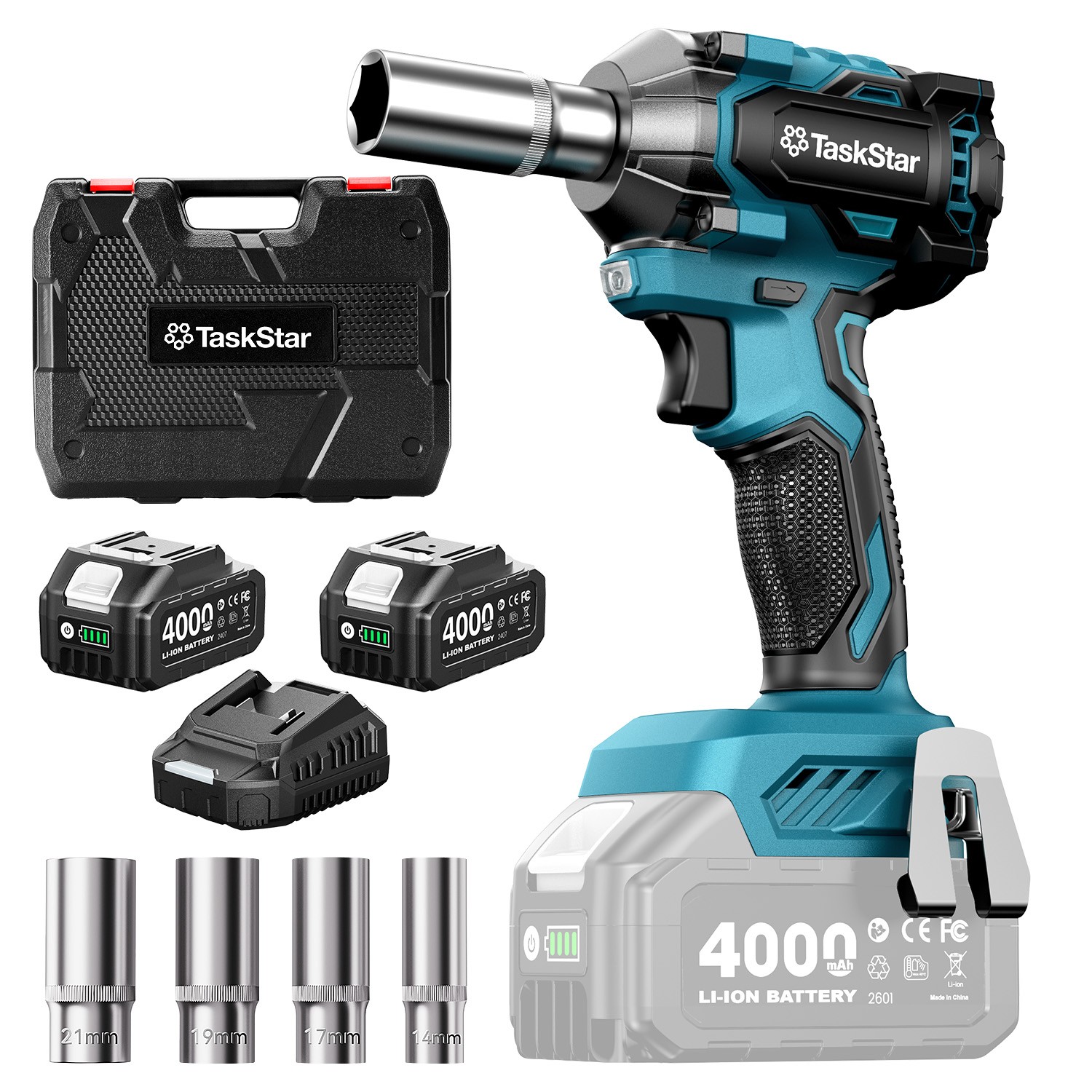 Cordless Impact Wrench 3/8 450N.m/ 330Ft-lbs Electric Impact Gun with Blushless