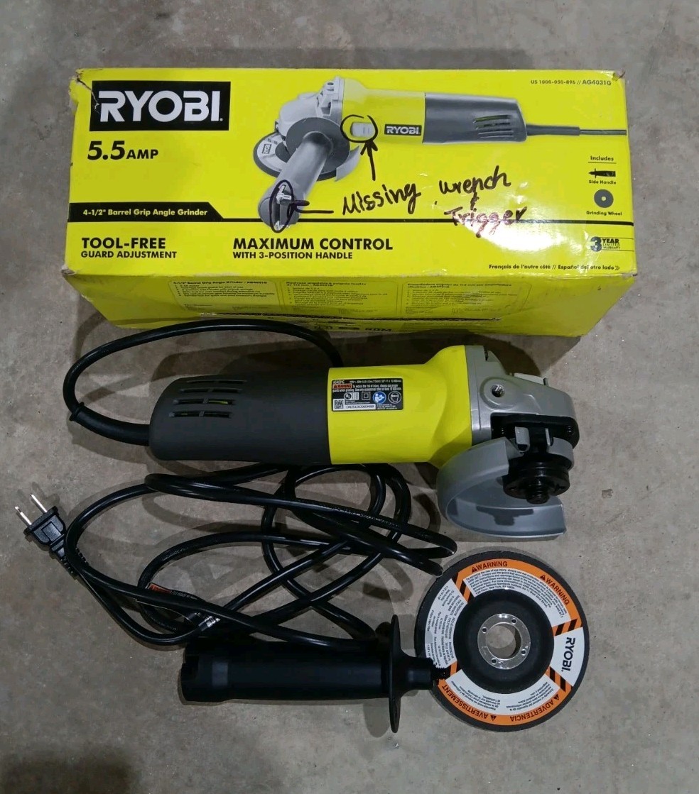 Ryobi AG4031G 5.5A Corded 4-1/2&Prime;inch Corded Angle Grinder – **READ**
