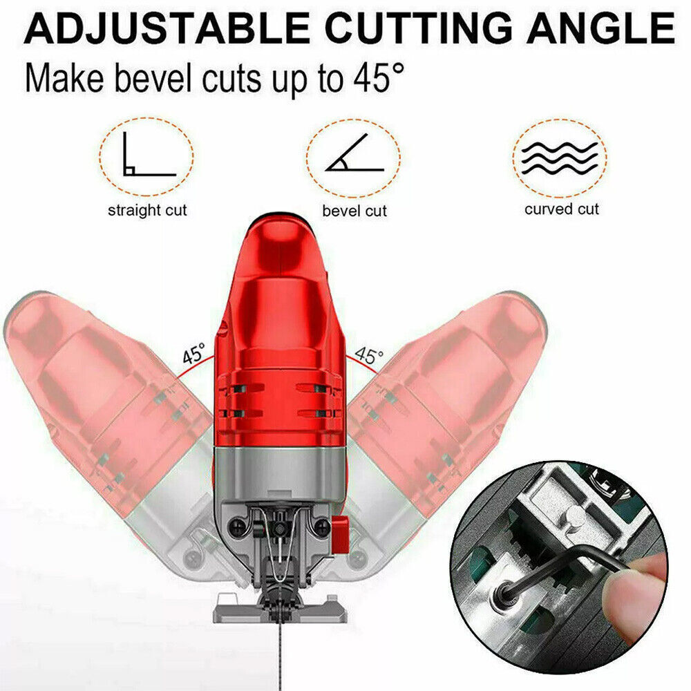 710W Electric Corded Jigsaw Kit Variable Speed Quick Jig Saw Power Saw Tool Set
