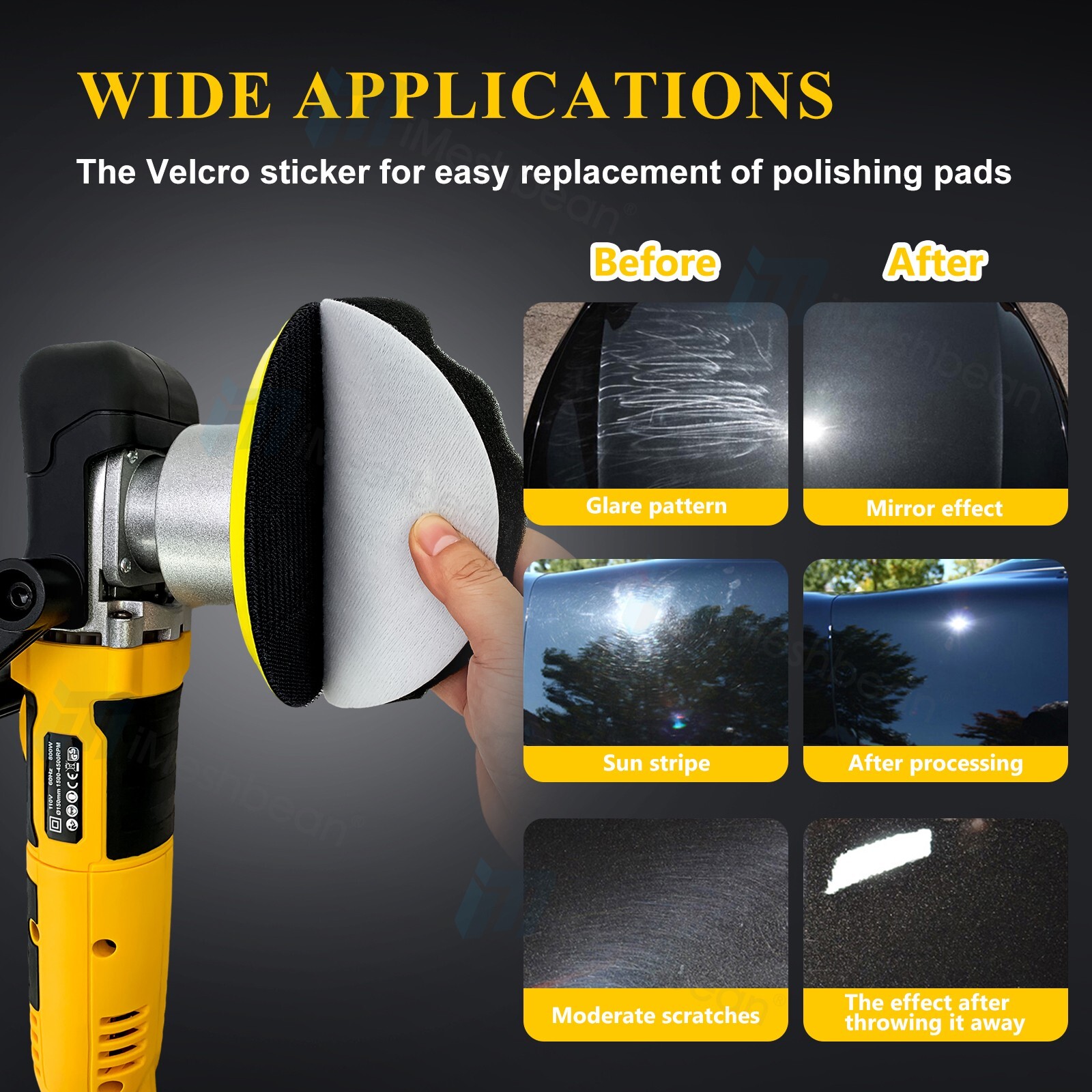 Dual Action Car Polisher Buffer 6&Prime; Random Orbital Polishing Machine Polish Pads