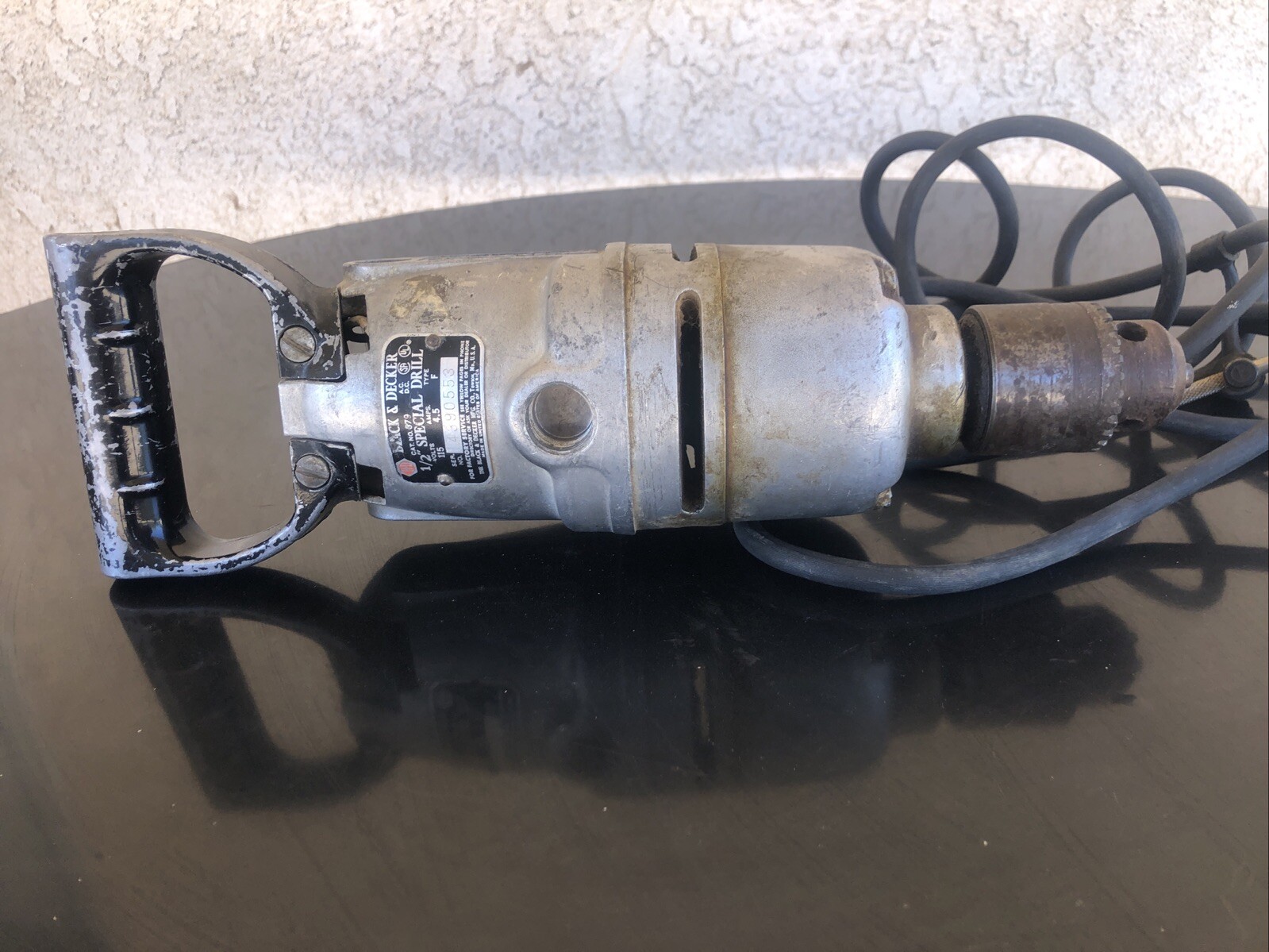 Vintage Black & Decker Type-F Cat. No. 679 1/2” Special Drill + Chuck Key Good