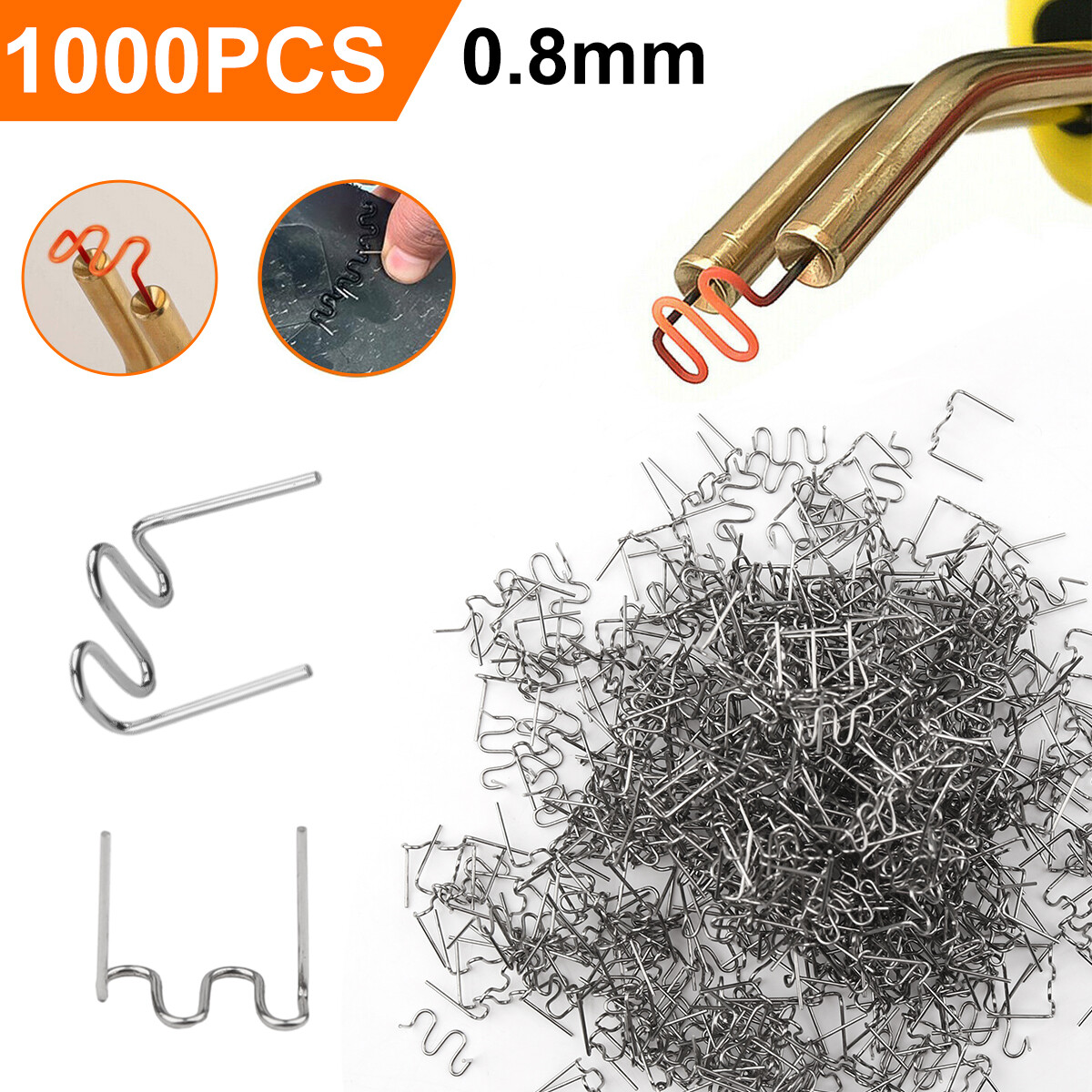 1000Pcs 0.8mm Hot Staples Plastic Welding Wave Stapler for Car Bumper Repair Kit