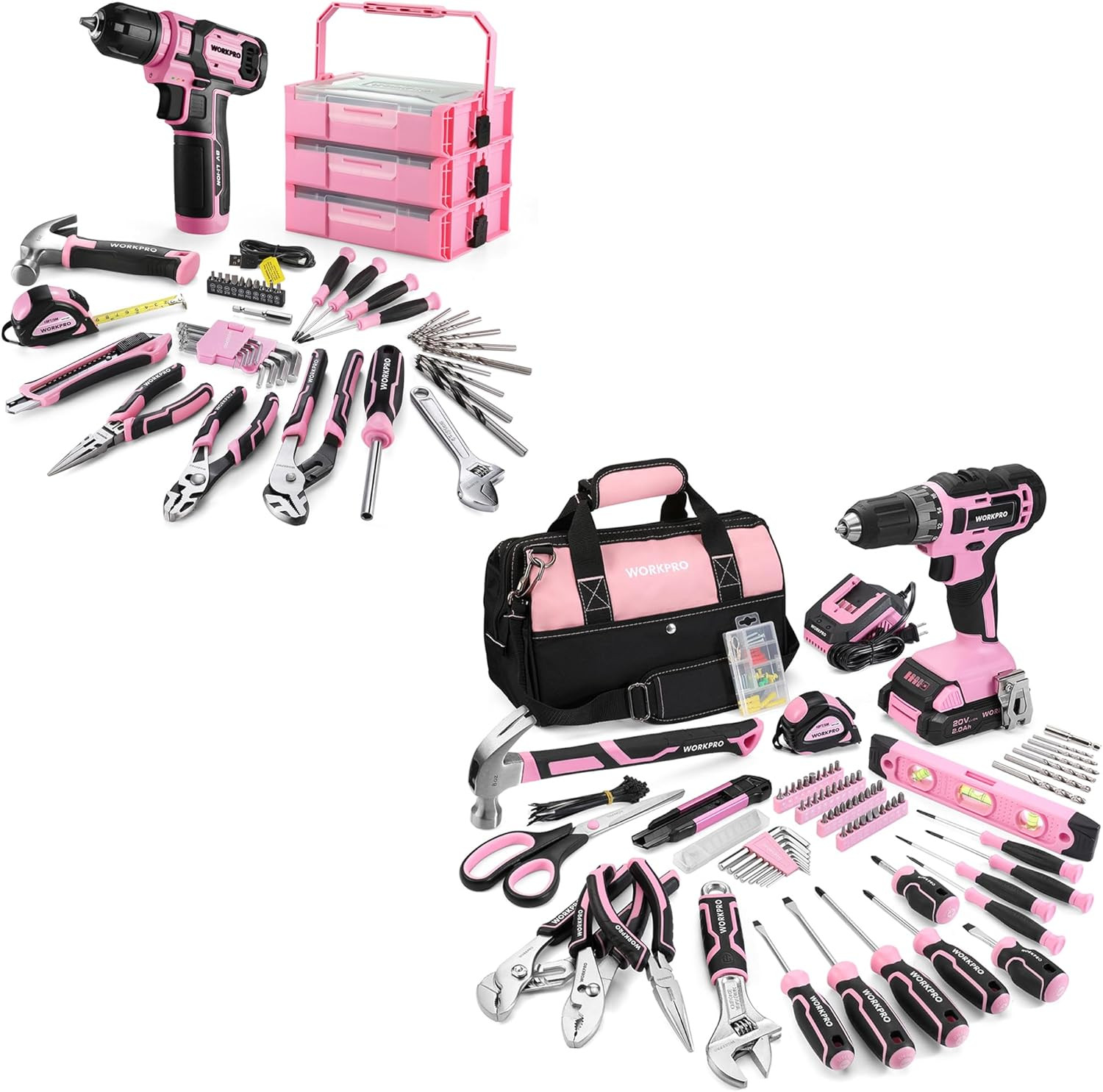 157PCS Pink Home Tool Set with Power Drills – Complete & Stylish!