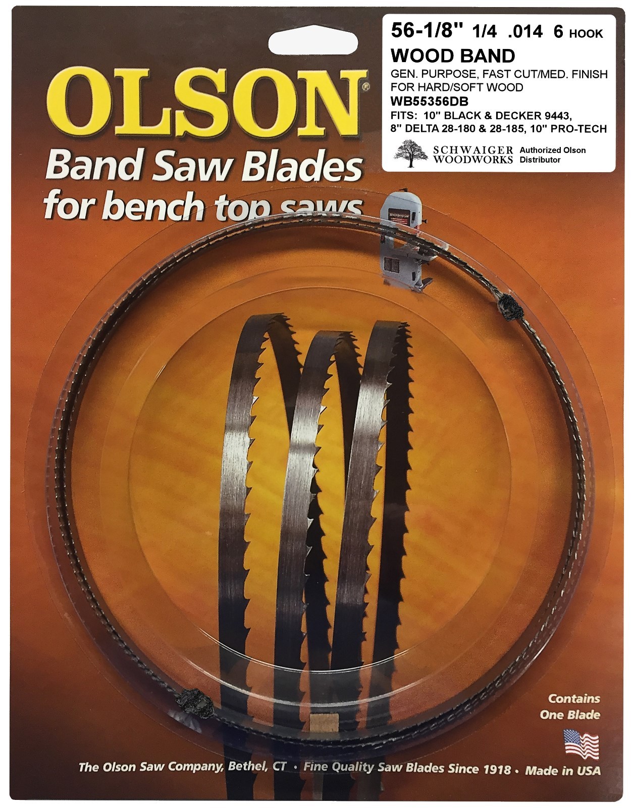 Olson Band Saw Blade 56-1/8&Prime; inch x 1/4&Prime;, 6TPI for Delta 28-180, 28-185 & others