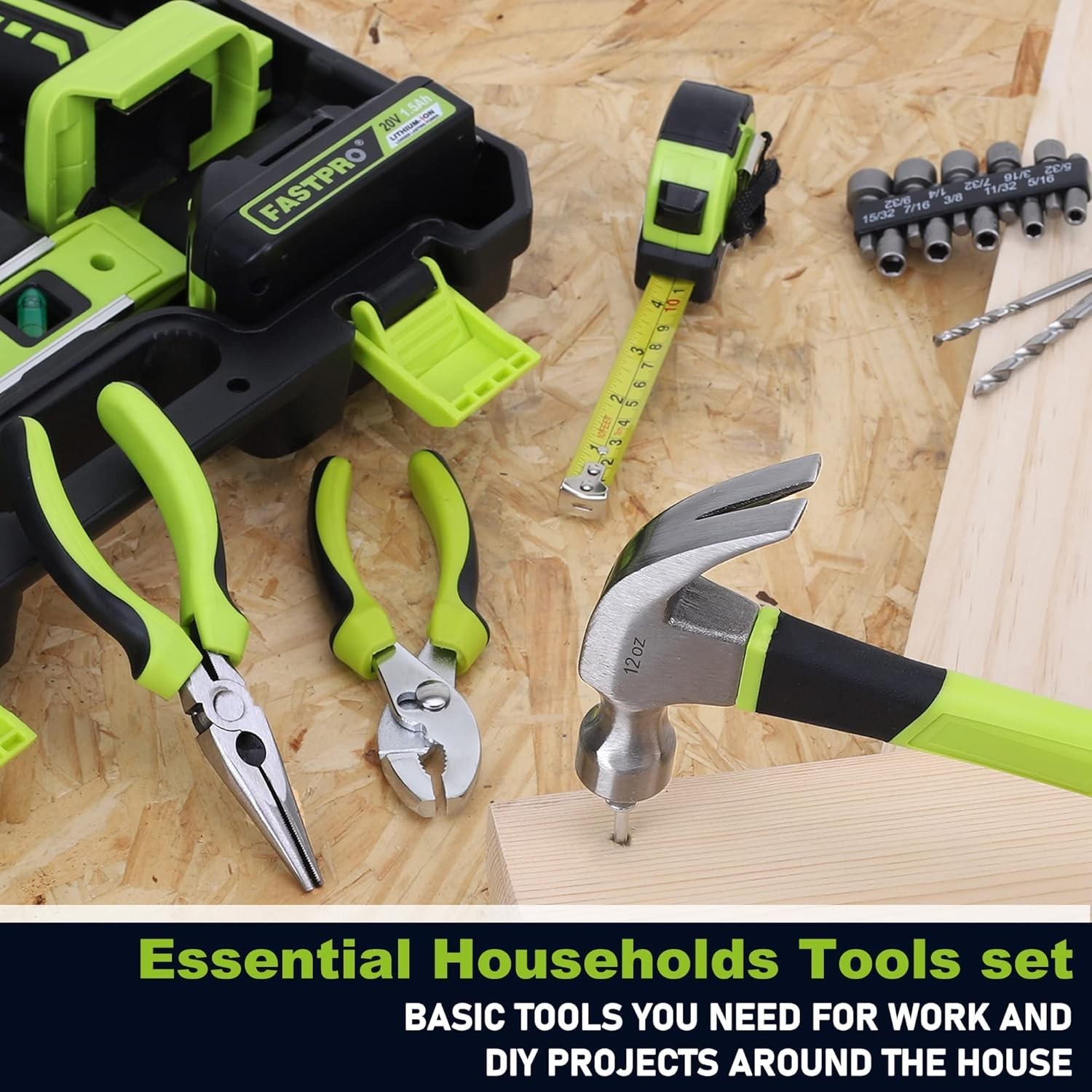 Versatile 20V Cordless Drill Driver with 177 Tools in Storage Case – Green