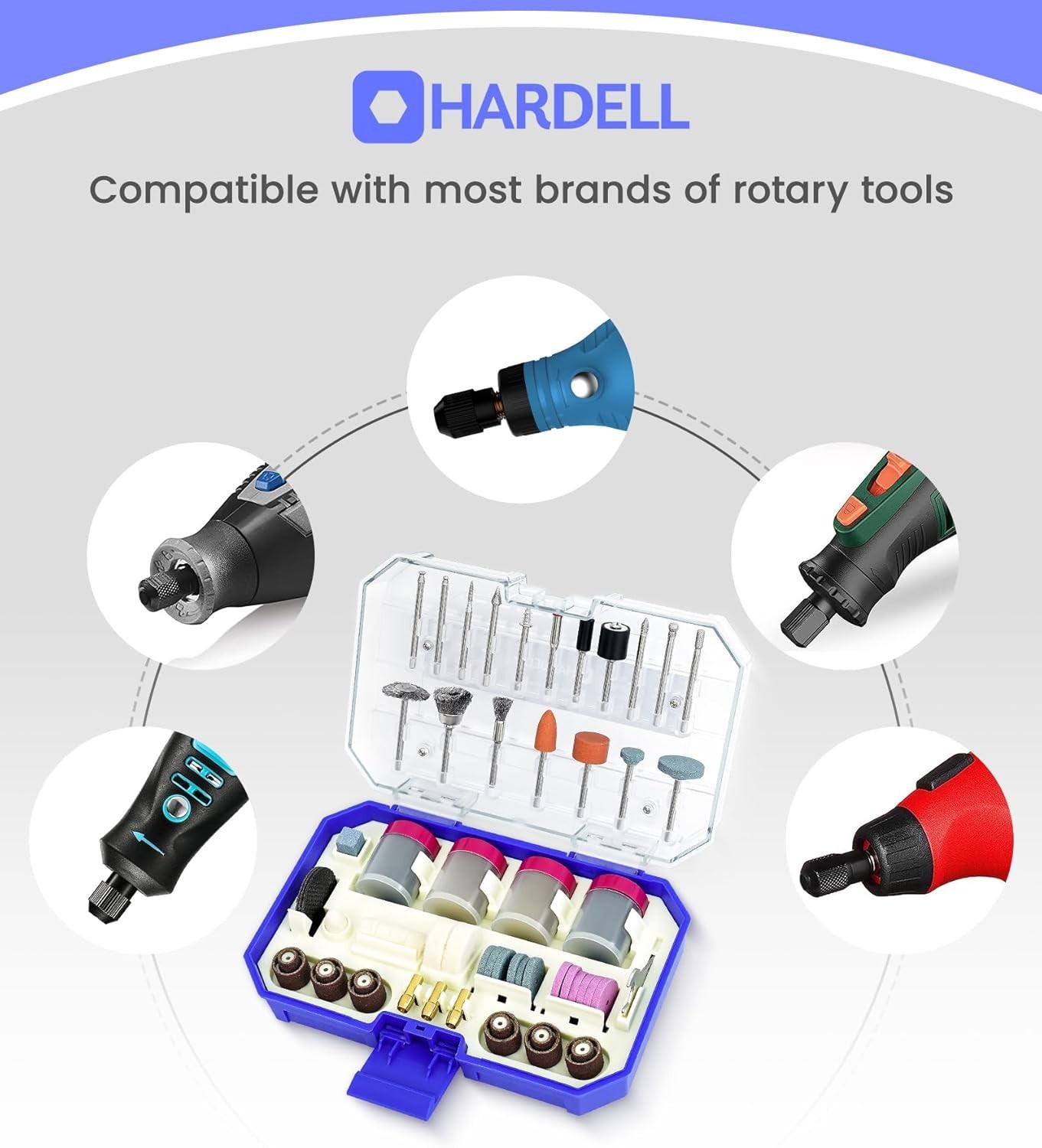 HARDELL Rotary Tool Accessories, 230Pcs Power Rotary Tool Accessories Kit, 1/8&Prime;(