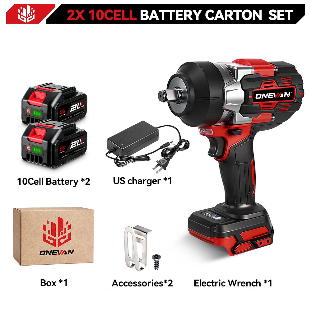 2800Nm Cordless Impact Wrench 1/2 » Impact Gun High Power Driver with 2X Battery