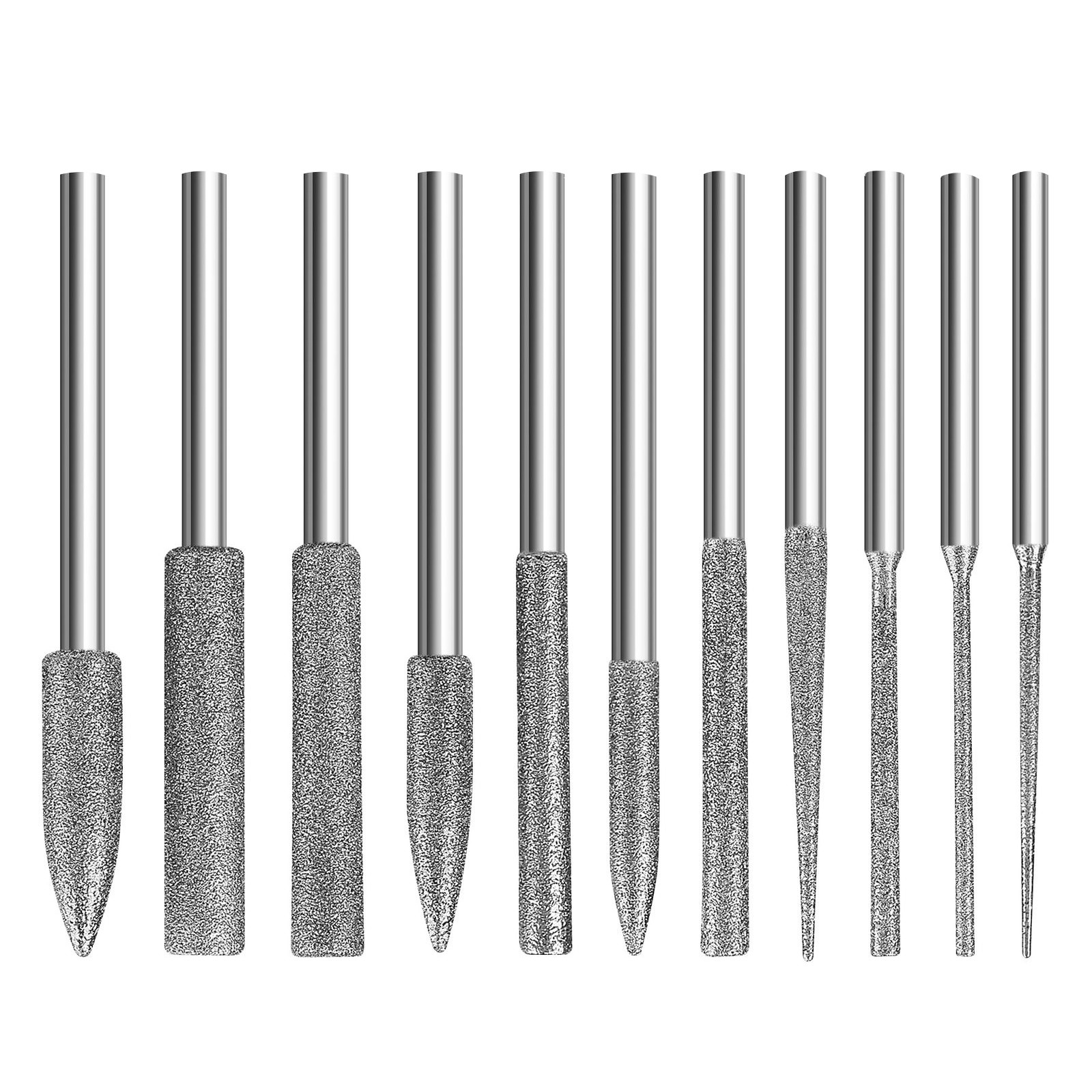 11PCS 1/8&Prime; Carbide Steel Diamond Burr Bits Grinding Rotary Tools Accessories
