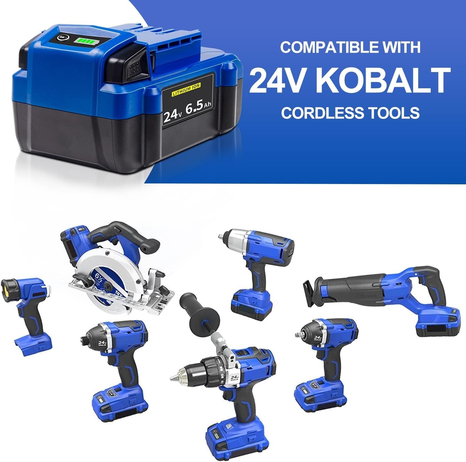4PACK For Kobalt 24Volt Max Lithium Battery KB624-03 KB524-03 KB424-03 6.5Ah US