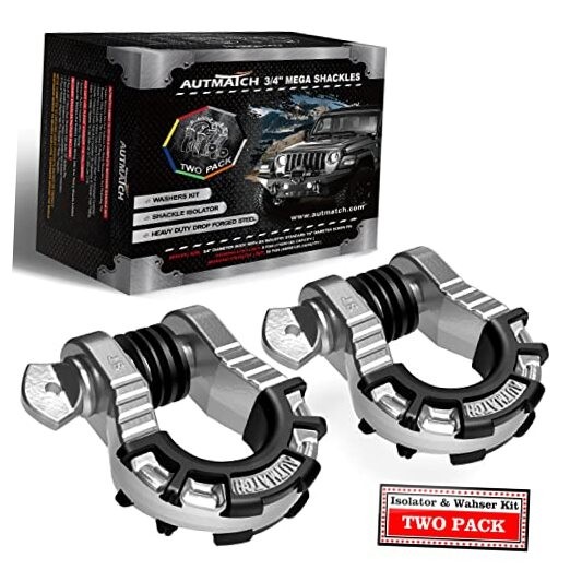 D Ring Shackles 3/4&Prime; Mega Shackle (2 Pack) 3/4&Prime; Mega D-Ring Shackles Silver