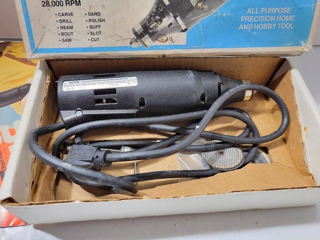 Vintage Montgomery Ward Powr Kraft Rotary Tool Kit TDR-9235B 28,000 RPM w/Box