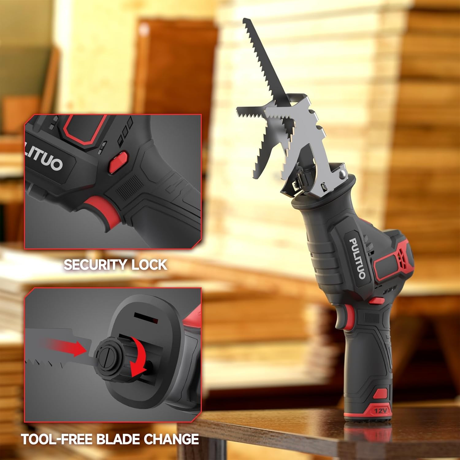 Cordless Reciprocating Saw, Speed 3000Spm，With Clamping Jaw, 2000 Mah Battery/ 1
