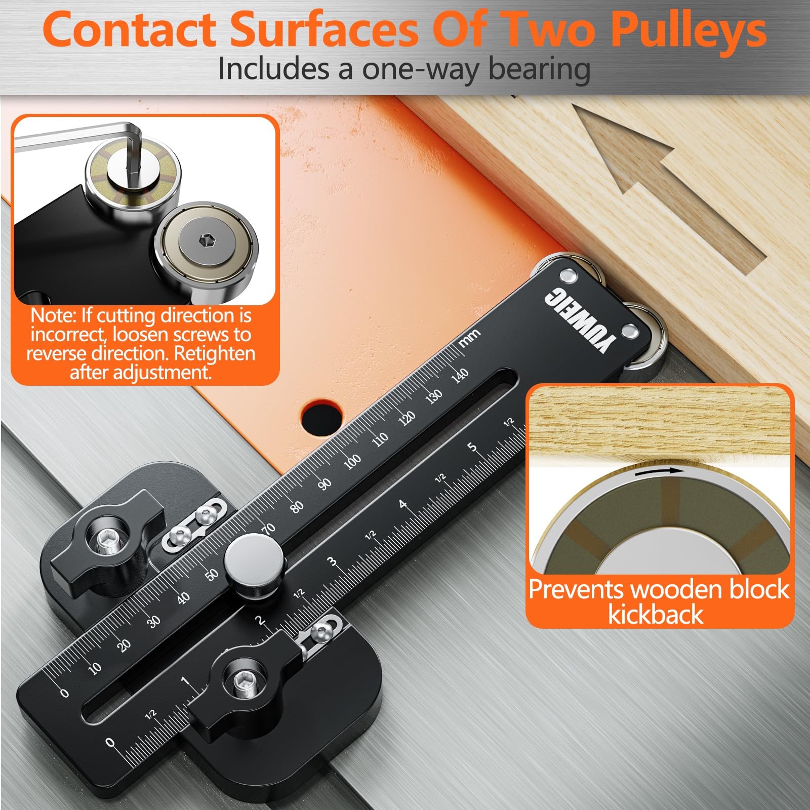 Thin Rip Jig Table Saw Jig Guide, 2 Pulleys Thin Rip Jig With Push Block for …