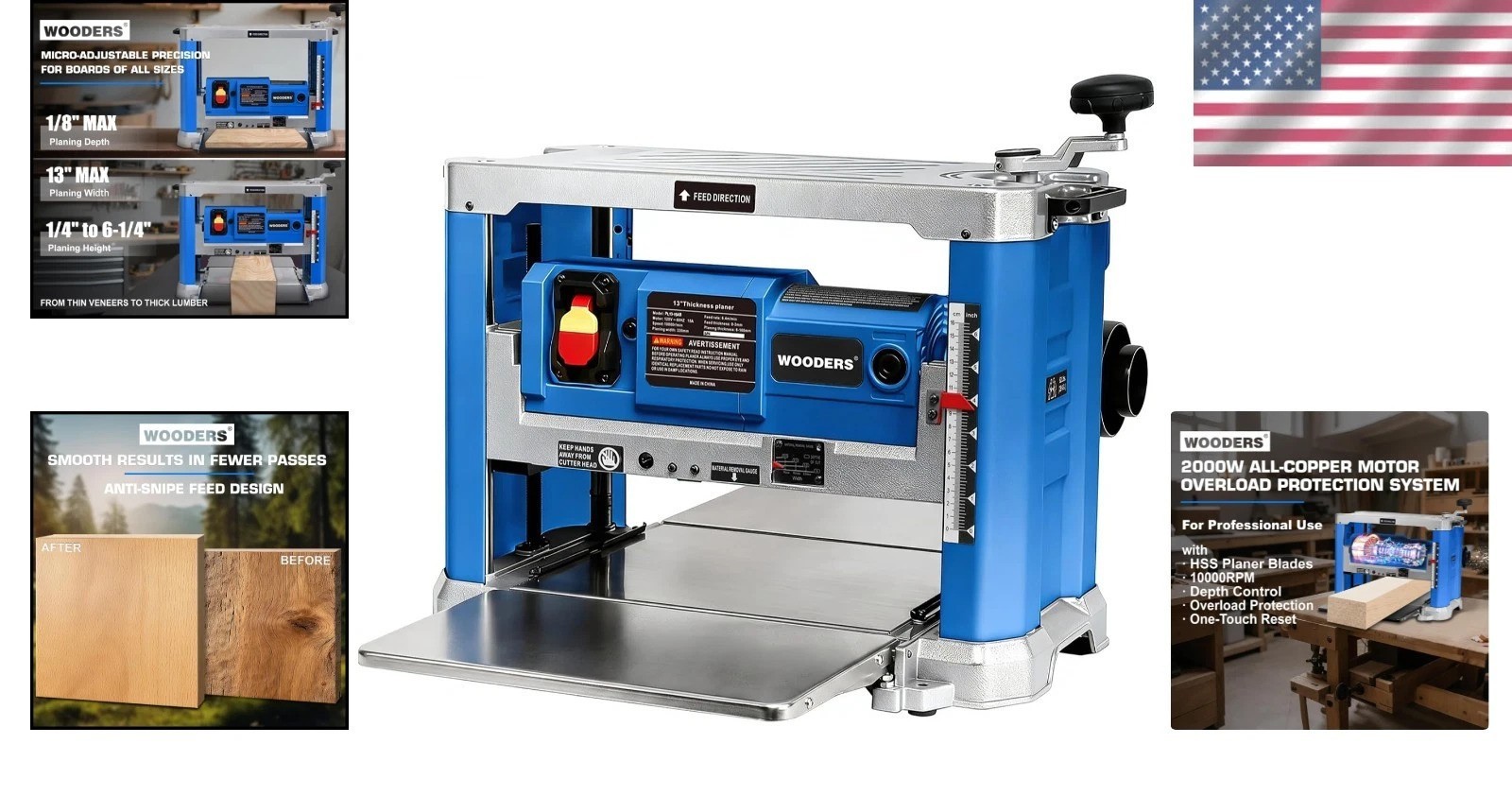 Complete Workshop 13-Inch Thickness Planer – Dust Collection & Safety Features