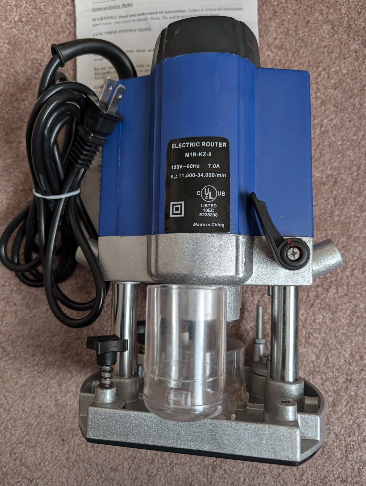 1 HP Router Plunger Variable Speed 11500 – 34000 RPM 1/4&Prime; & 5/16&prime; Collers New