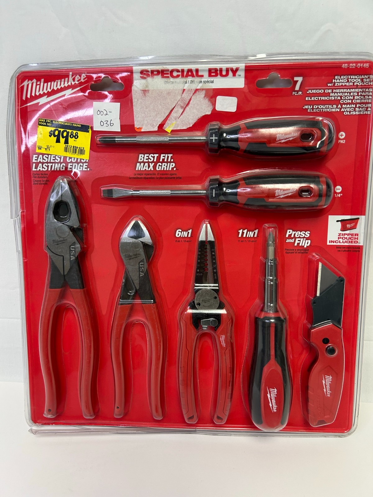 Milwaukee 48-22-0145 7-Piece Electrician&rsquo;s Hand Tool Set New