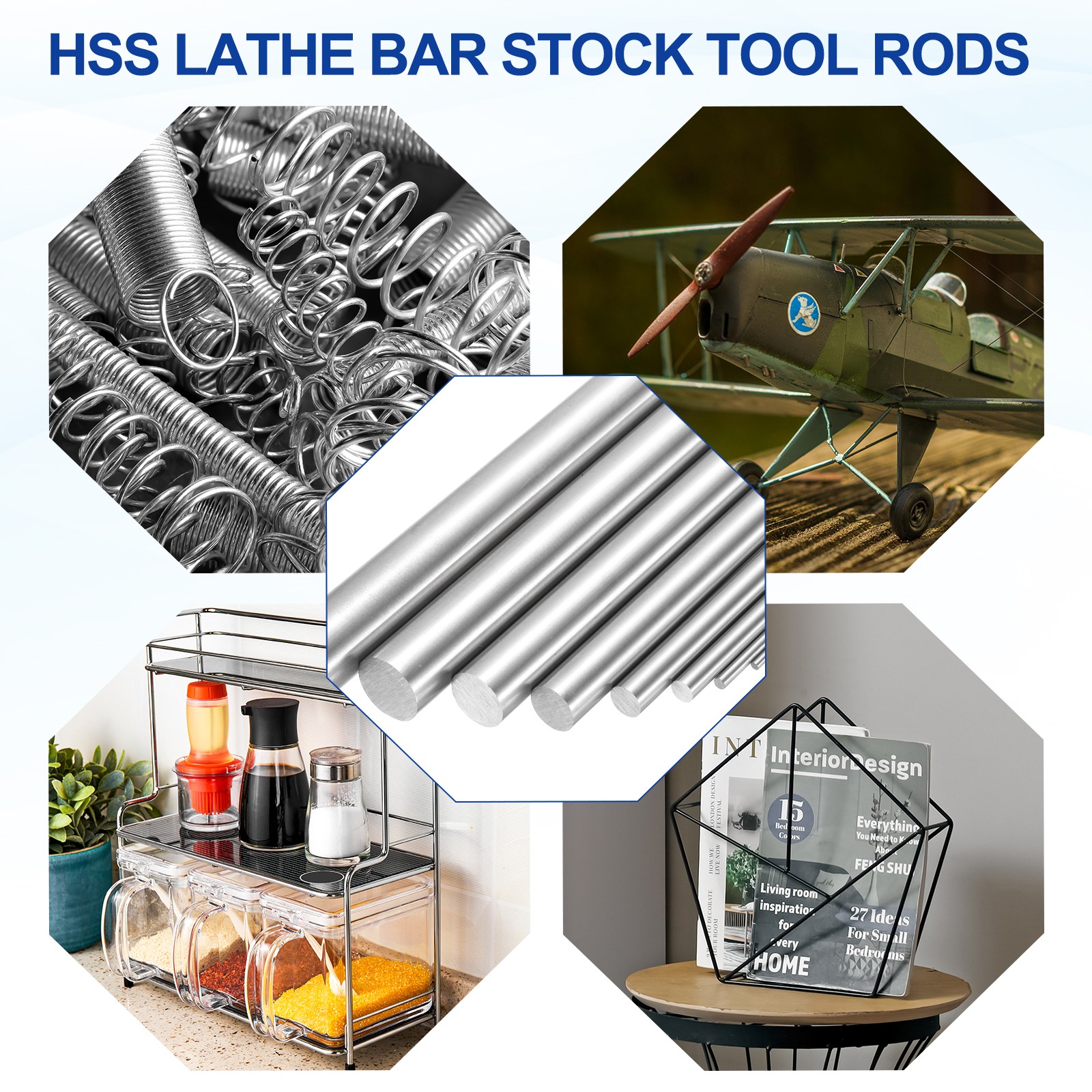 Round Steel Rod, 6.9mm x 100mm HSS Lathe Bar Stock Tool, 2 Pcs