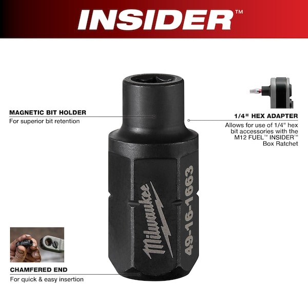 Milwaukee Tool 49-16-1663 1/4 In. Hex Adapter For Insider Box Ratchet