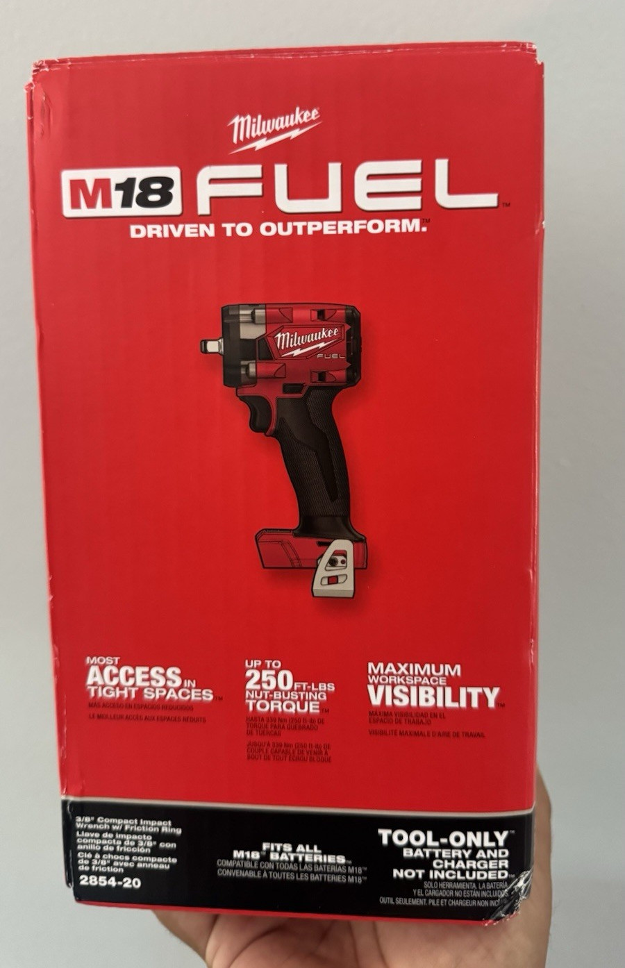 Milwaukee M18 FUEL 3/8in Compact Brushless Impact Wrench 250 ft-lbs 2854-20