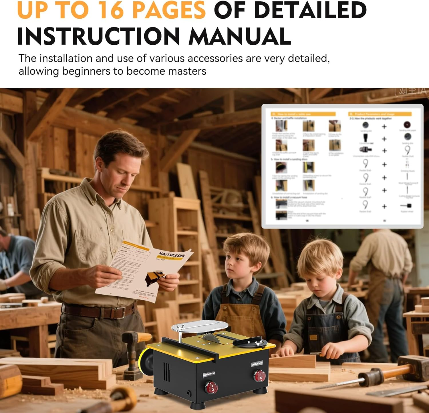 Mini Table Saw for Crafts & Hobbyists [Dual 795 Motors & Switches] 200W/12,000Rp