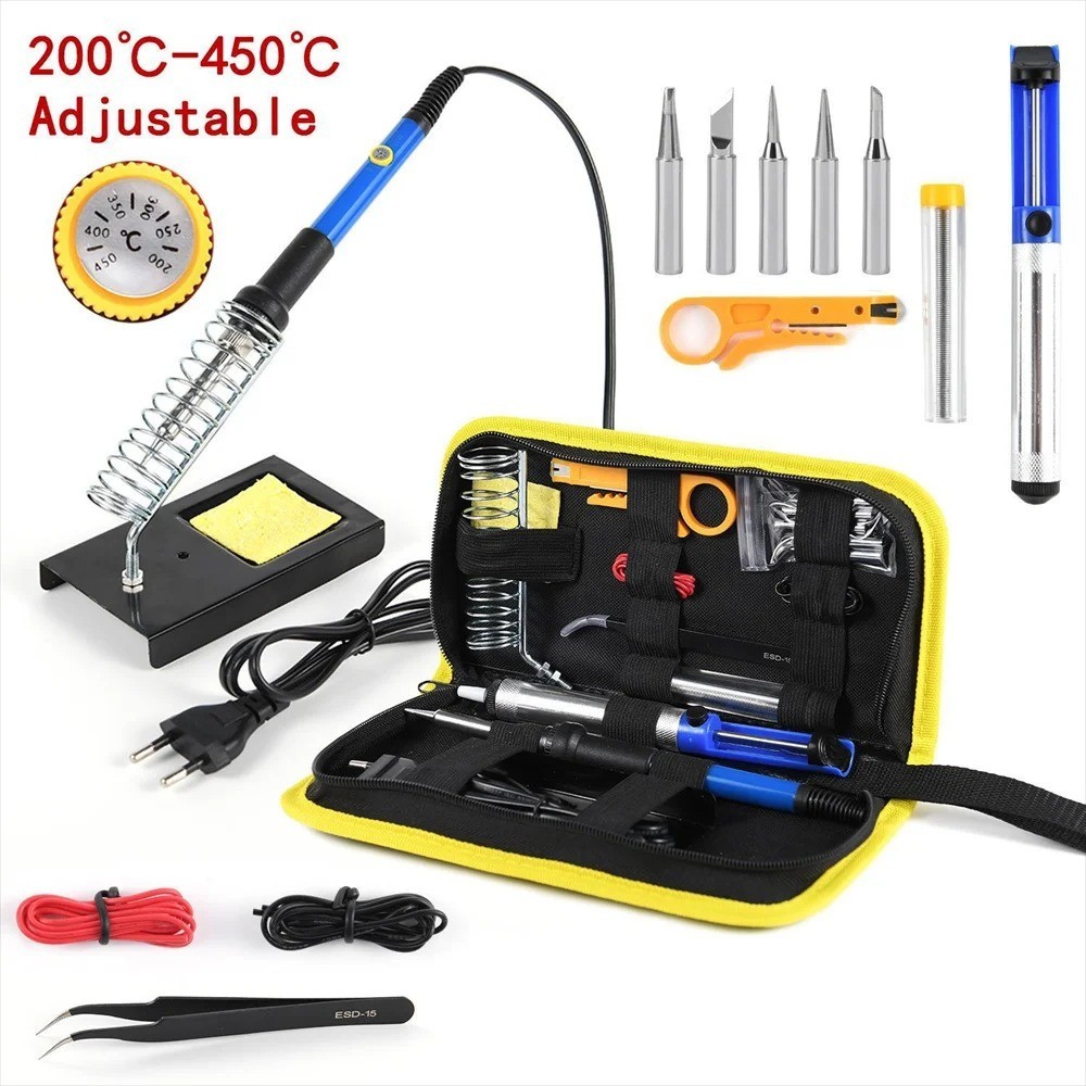 15-in-1 Soldering Iron Kit 220V 60W Adjustable Temperature EU Plug Tool Set Case