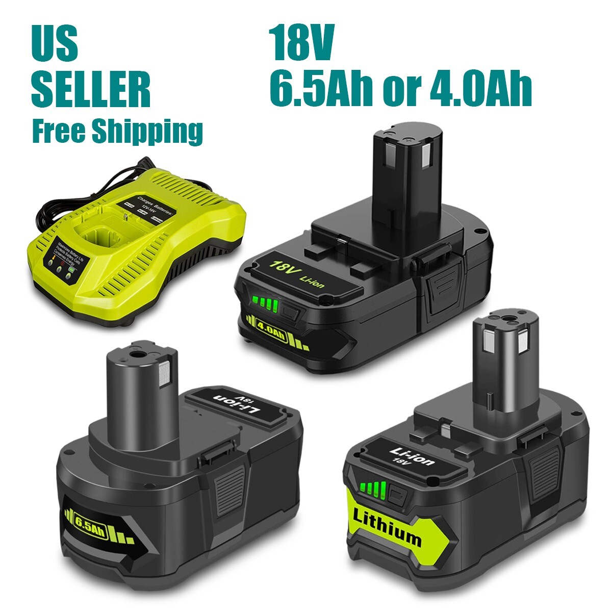 4.0Ah 6.5Ah For RYOBI 18V 3Ah 2Ah One+ Plus High Capacity Battery Rapid Charger