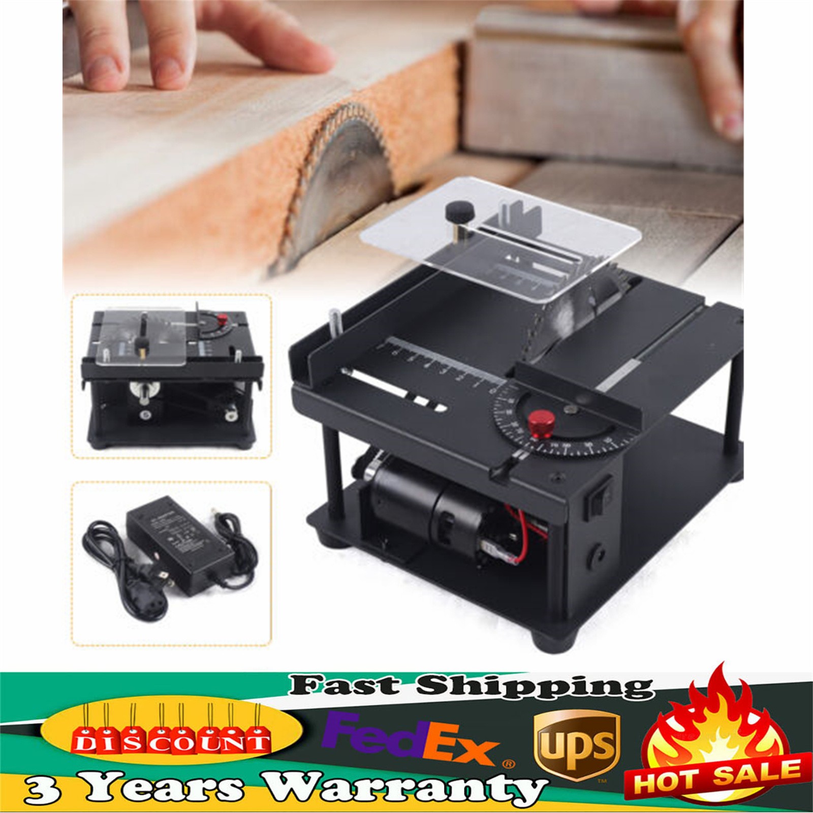 Compact Heavy Duty Table Saw Rotating Speed 1000-3000r/min Work Shop Portable US