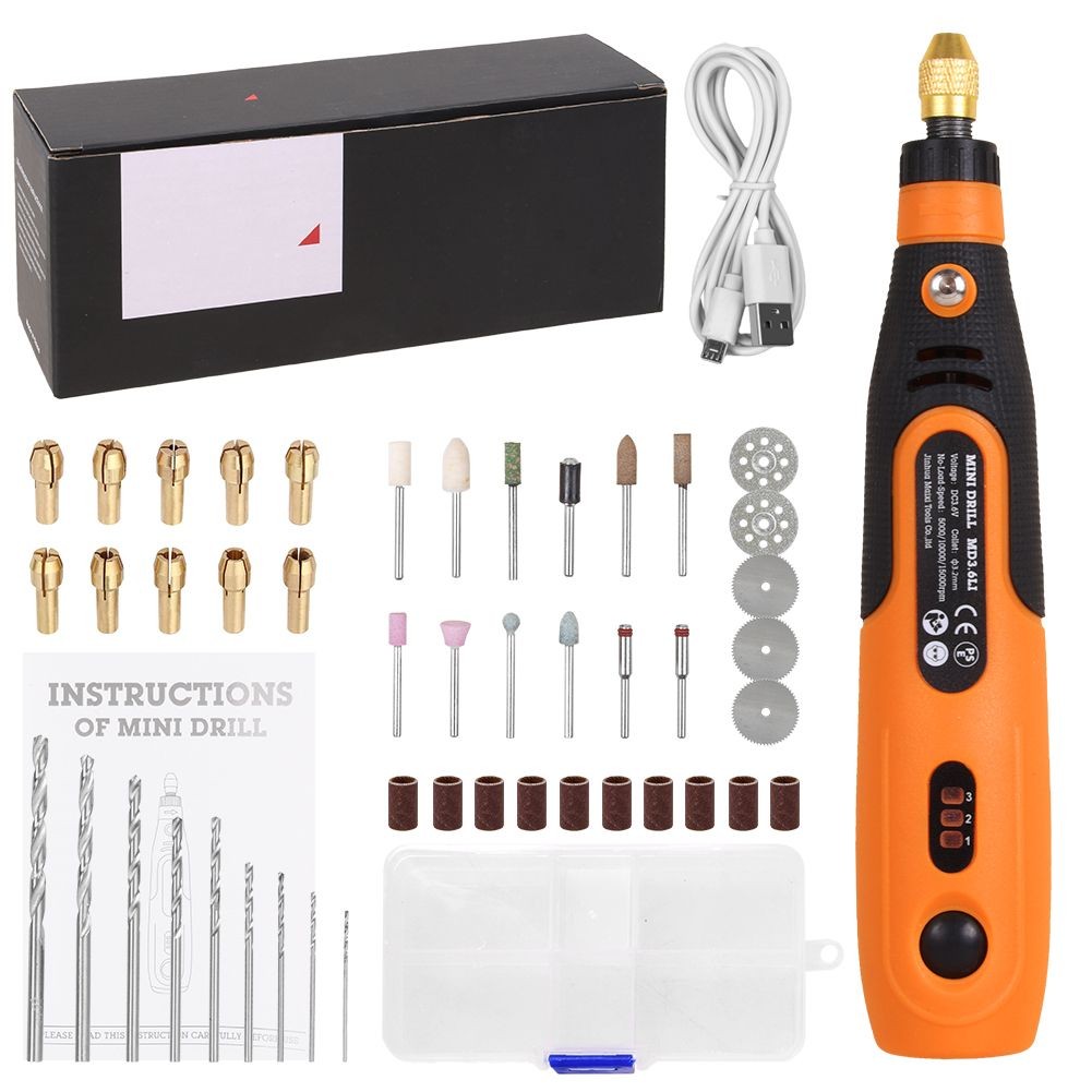 Mini Cordless Rotary Tool USB Rechargeable Three-Speed Electric Grinder Pen Set.