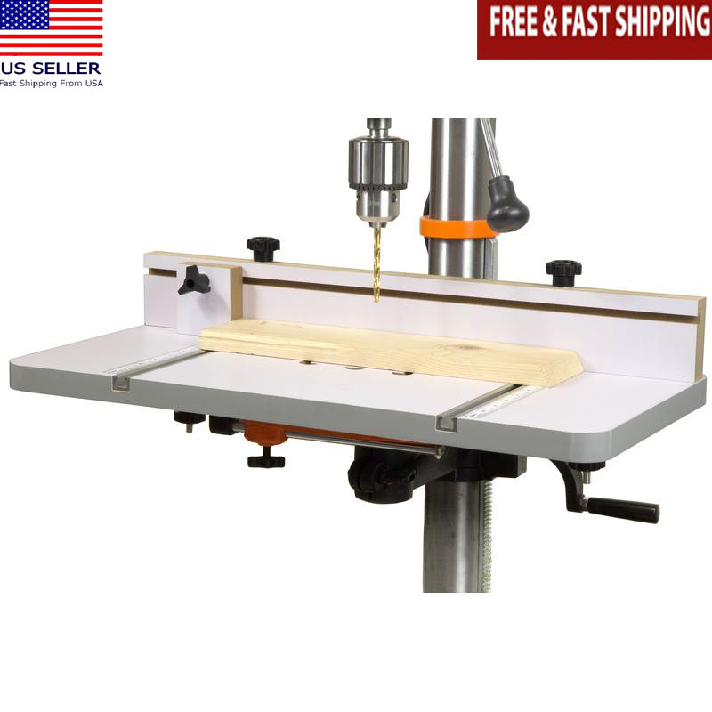 Adjustable Drill Press Table W/ Fence Stop Block Precise Cuts Universal Fit New